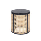 Round Woven Rattan End Table with Storage