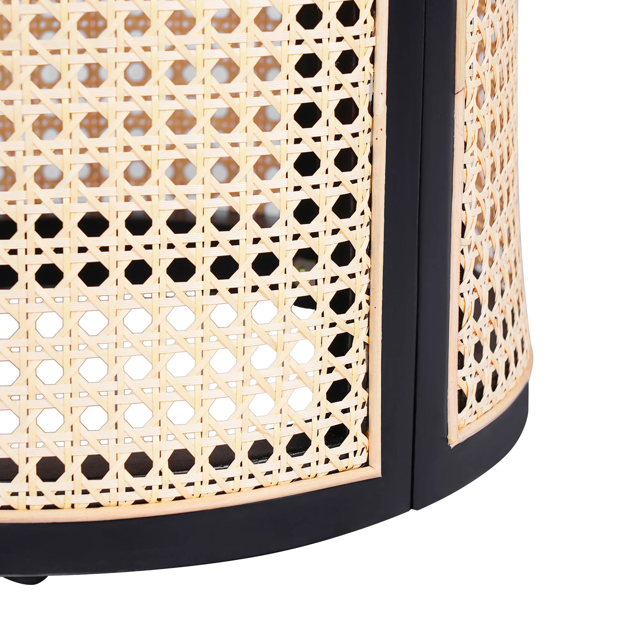 Round Woven Rattan End Table with Storage