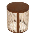 Round Woven Rattan End Table with Storage