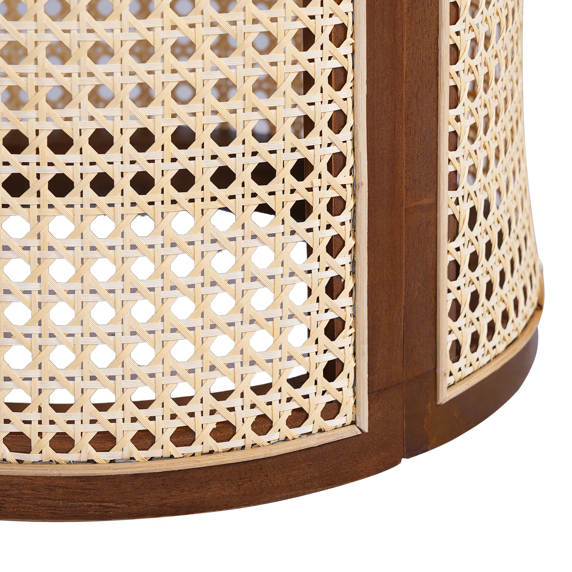 Round Woven Rattan End Table with Storage