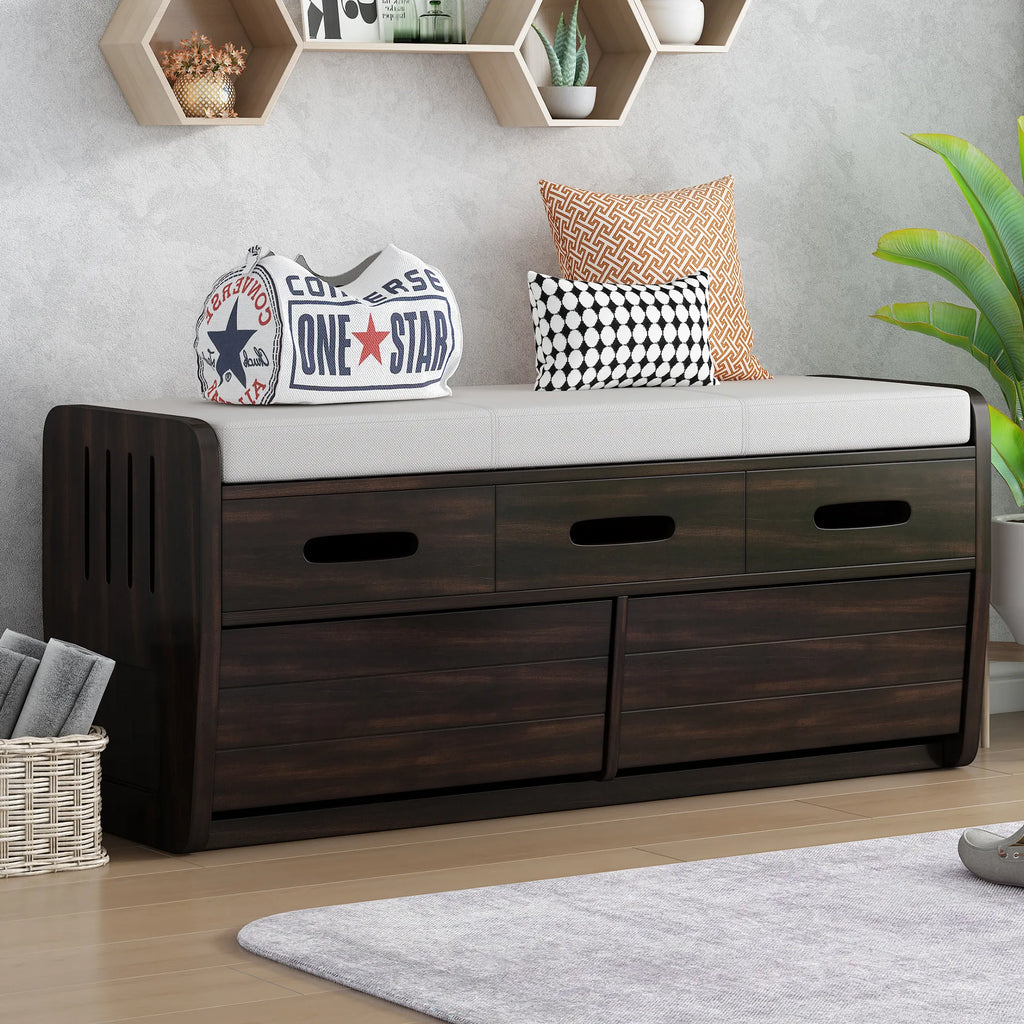 Rustic Entryway Bench with Storage Space