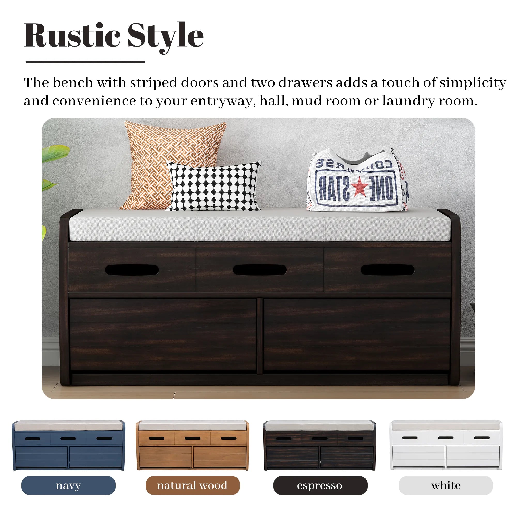 Rustic Entryway Bench with Storage Space