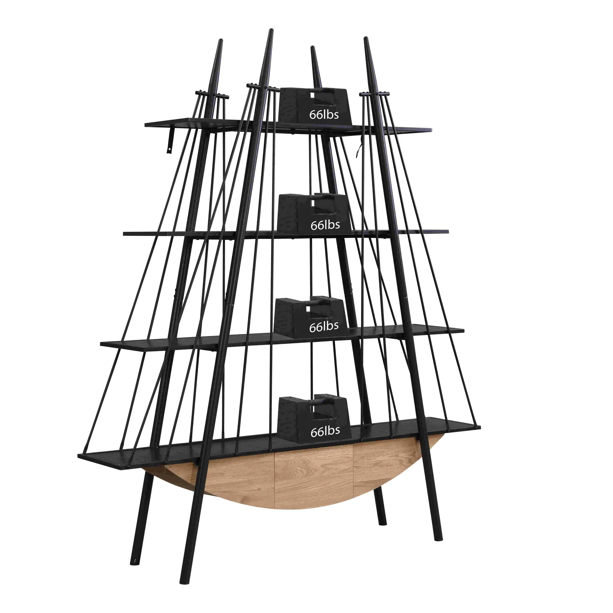 Sailboat-Inspired 4-Tier Shelf with Drawer