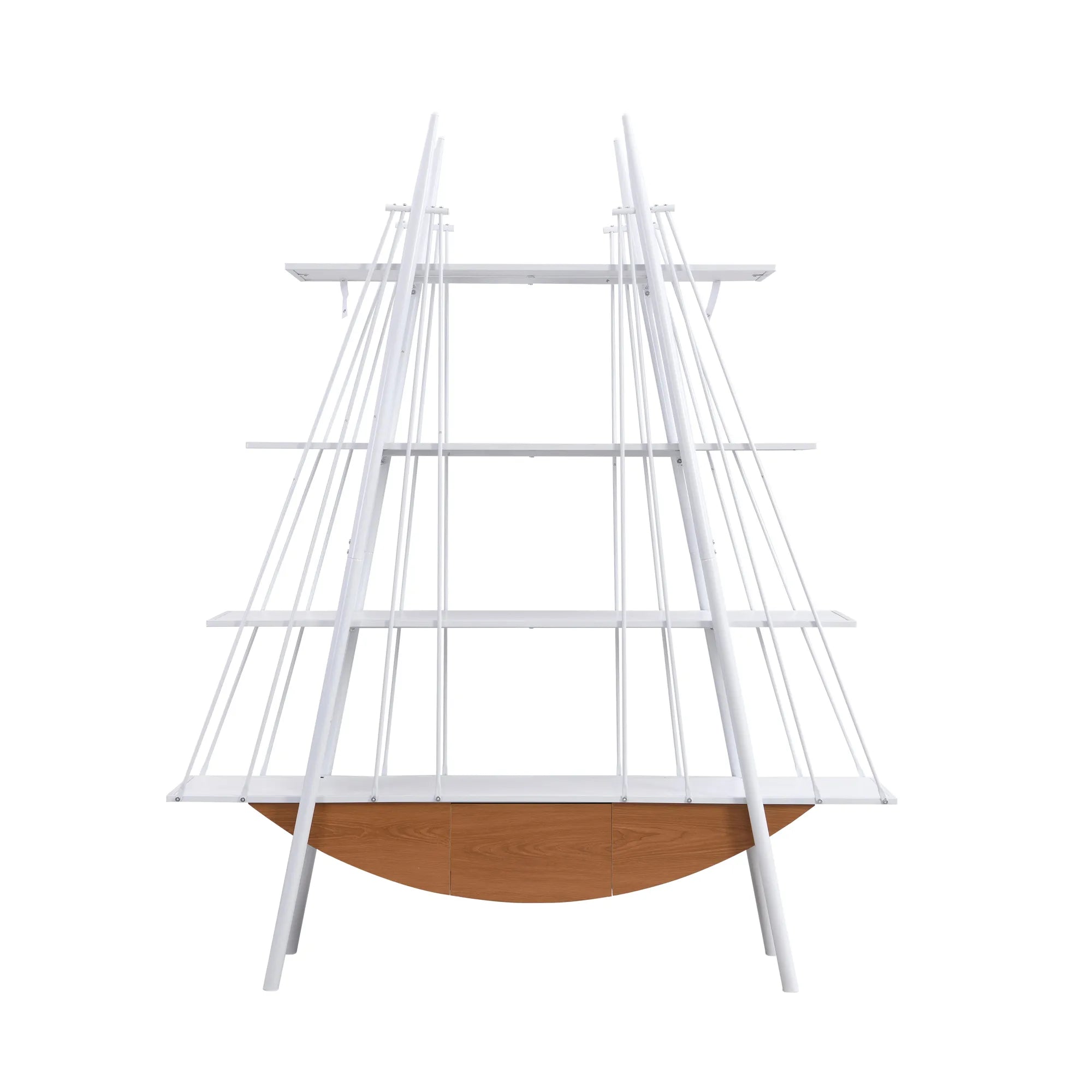 Sailboat-Inspired 4-Tier Shelf with Drawer