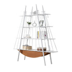 Sailboat-Inspired 4-Tier Shelf with Drawer