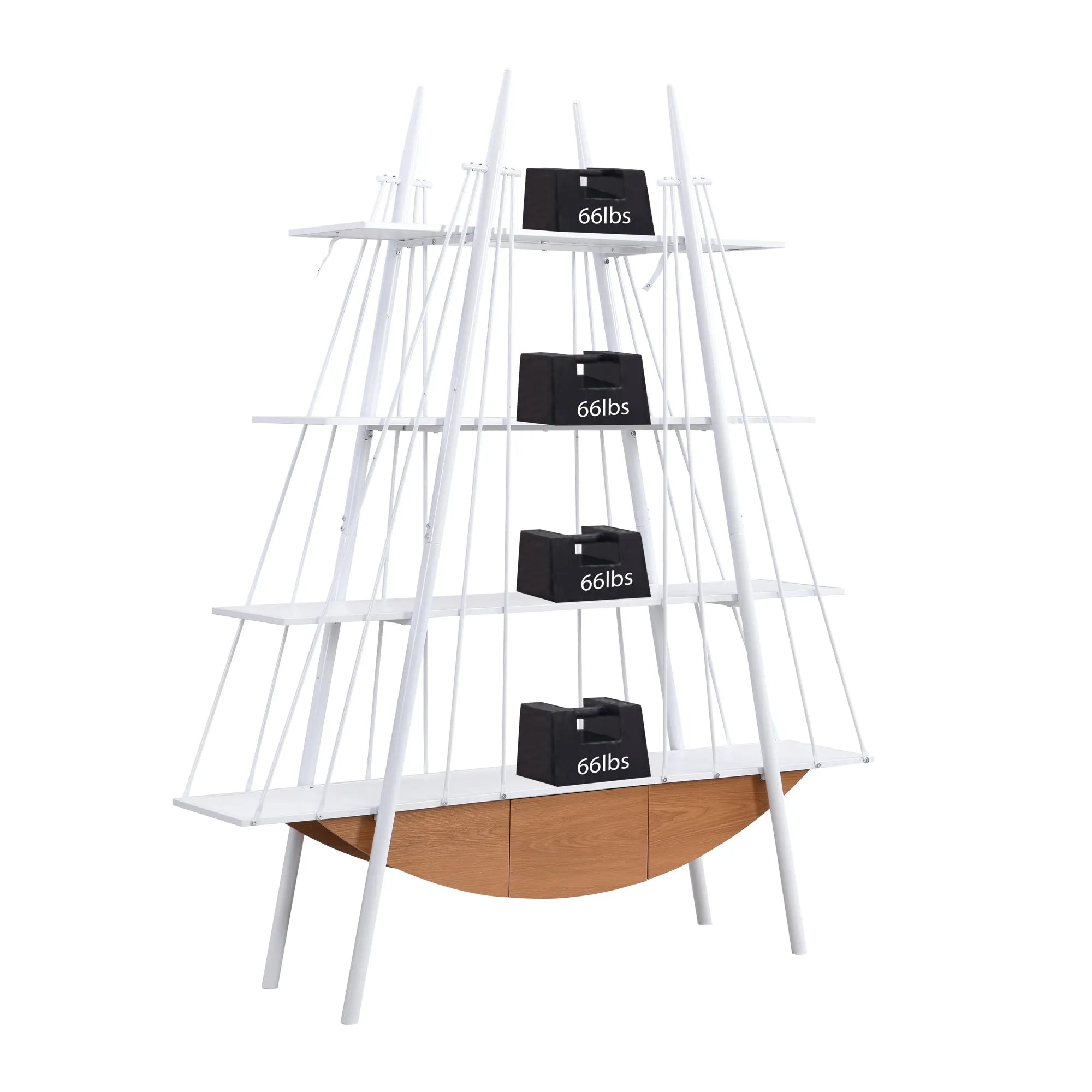 Sailboat-Inspired 4-Tier Shelf with Drawer