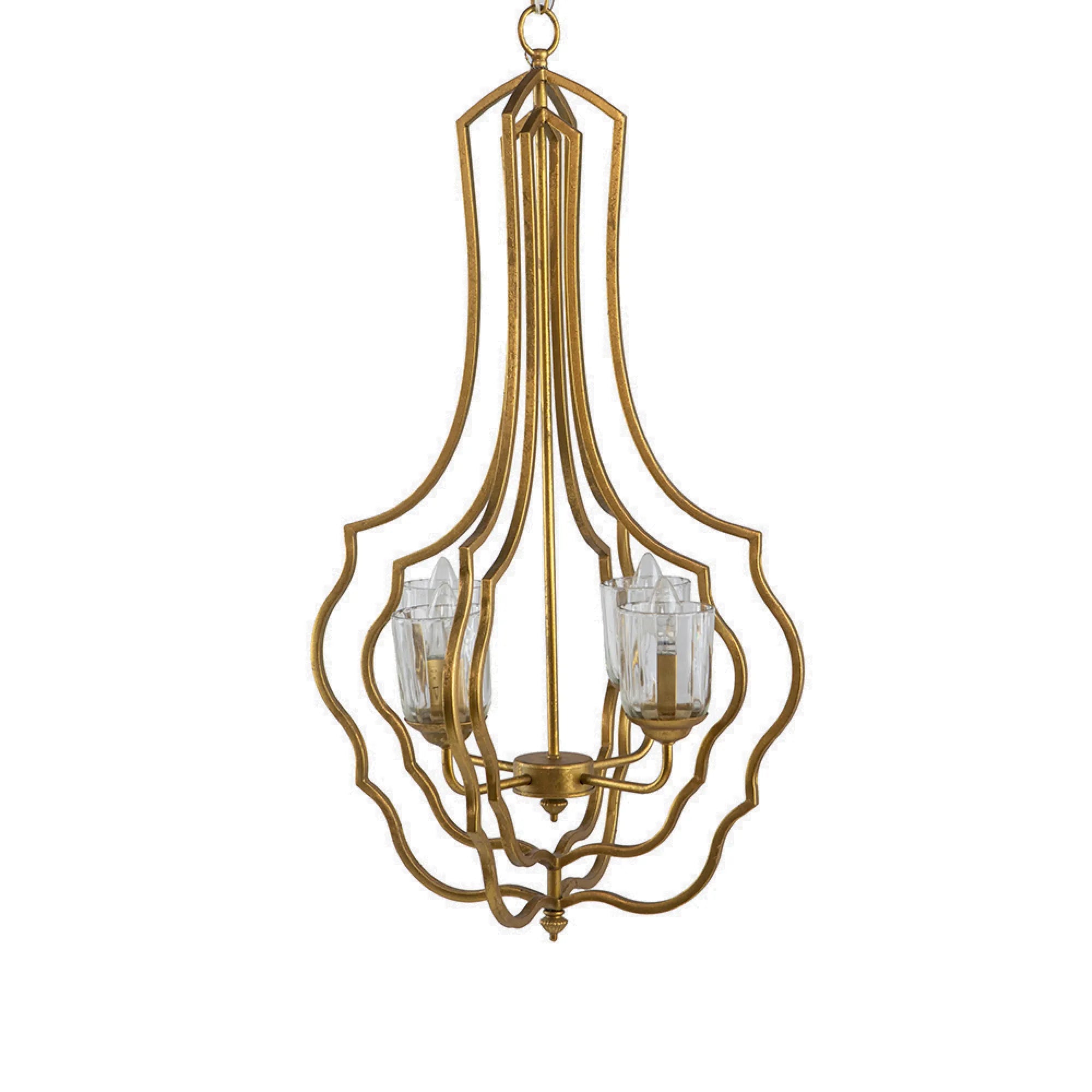 Sculptural Metal Pendant Light with Adjustable Chain