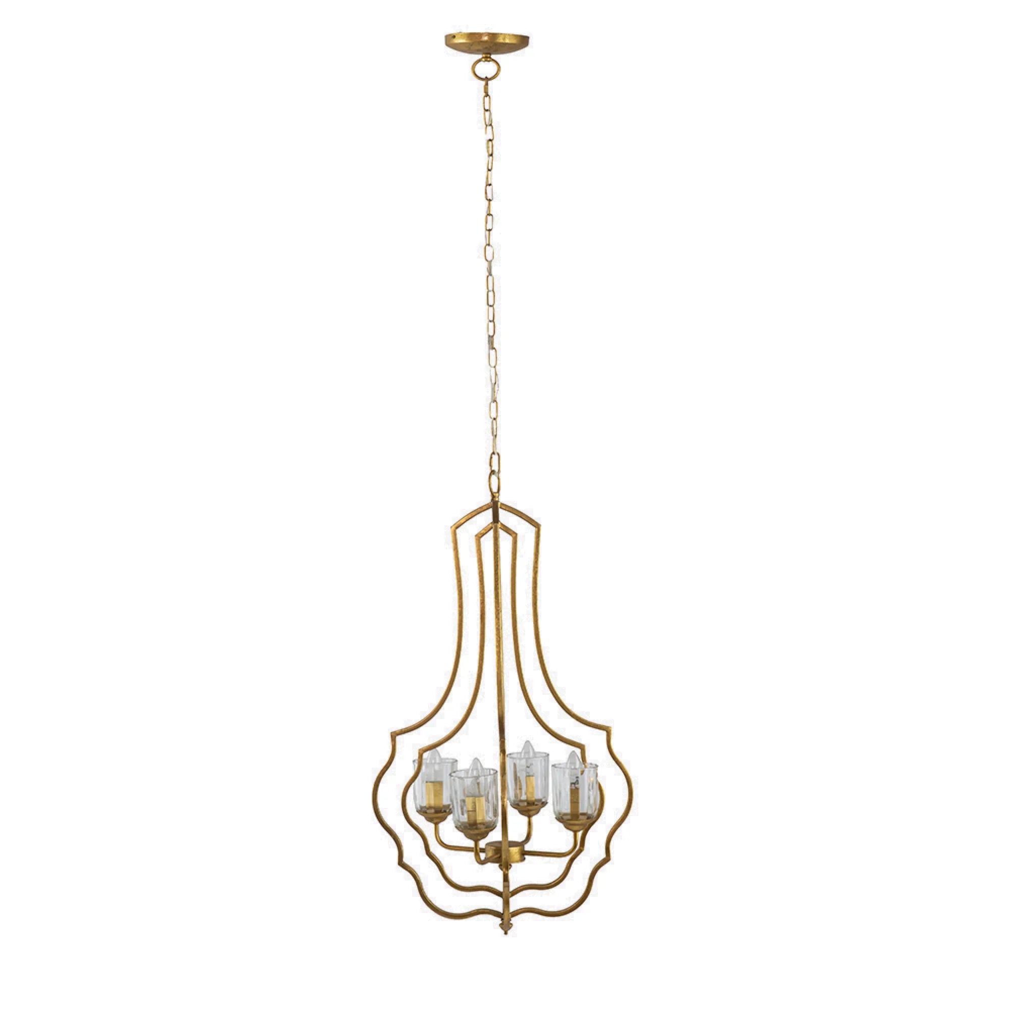 Sculptural Metal Pendant Light with Adjustable Chain