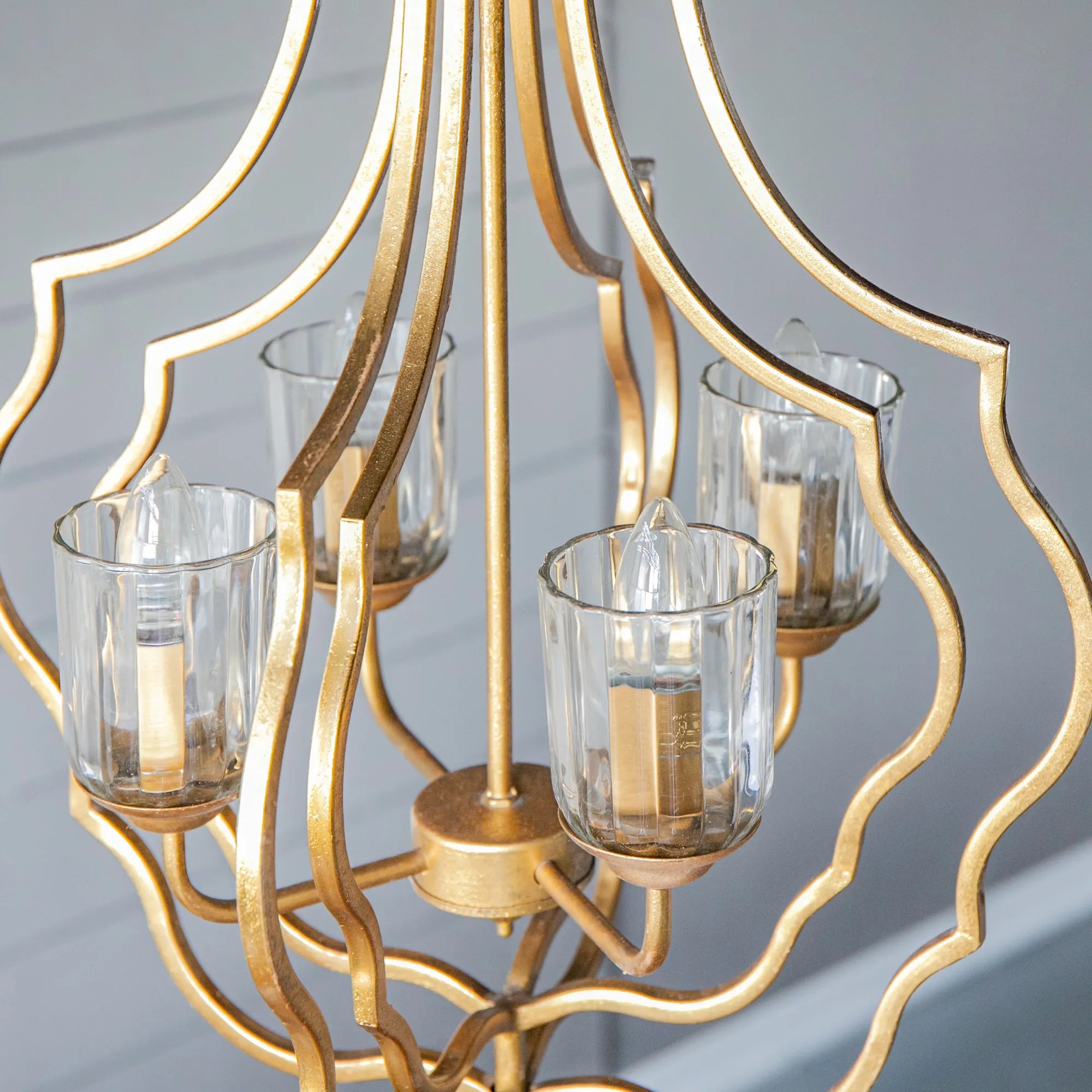 Sculptural Metal Pendant Light with Adjustable Chain