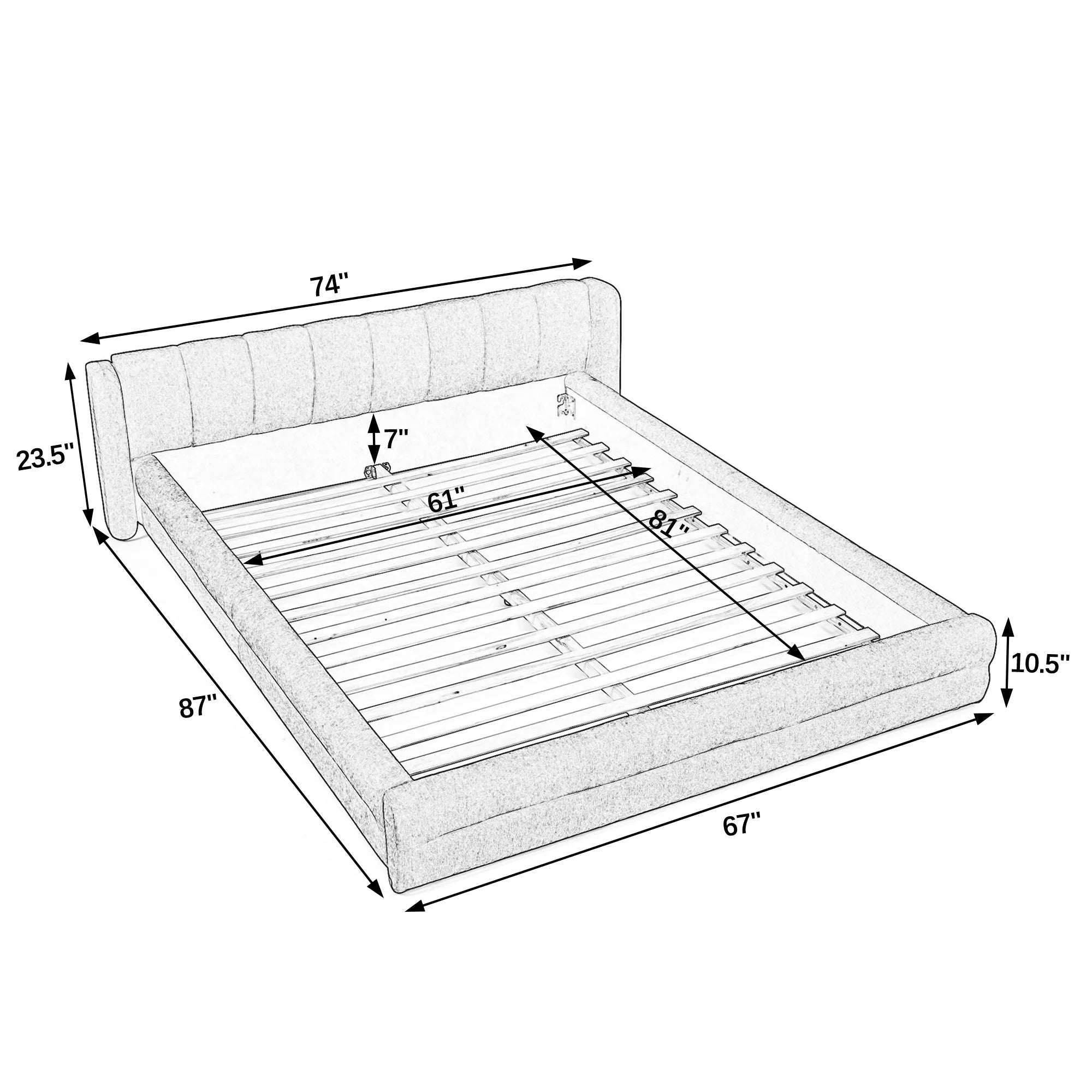 Serena – Queen Upholstered Platform Bed with Headboard