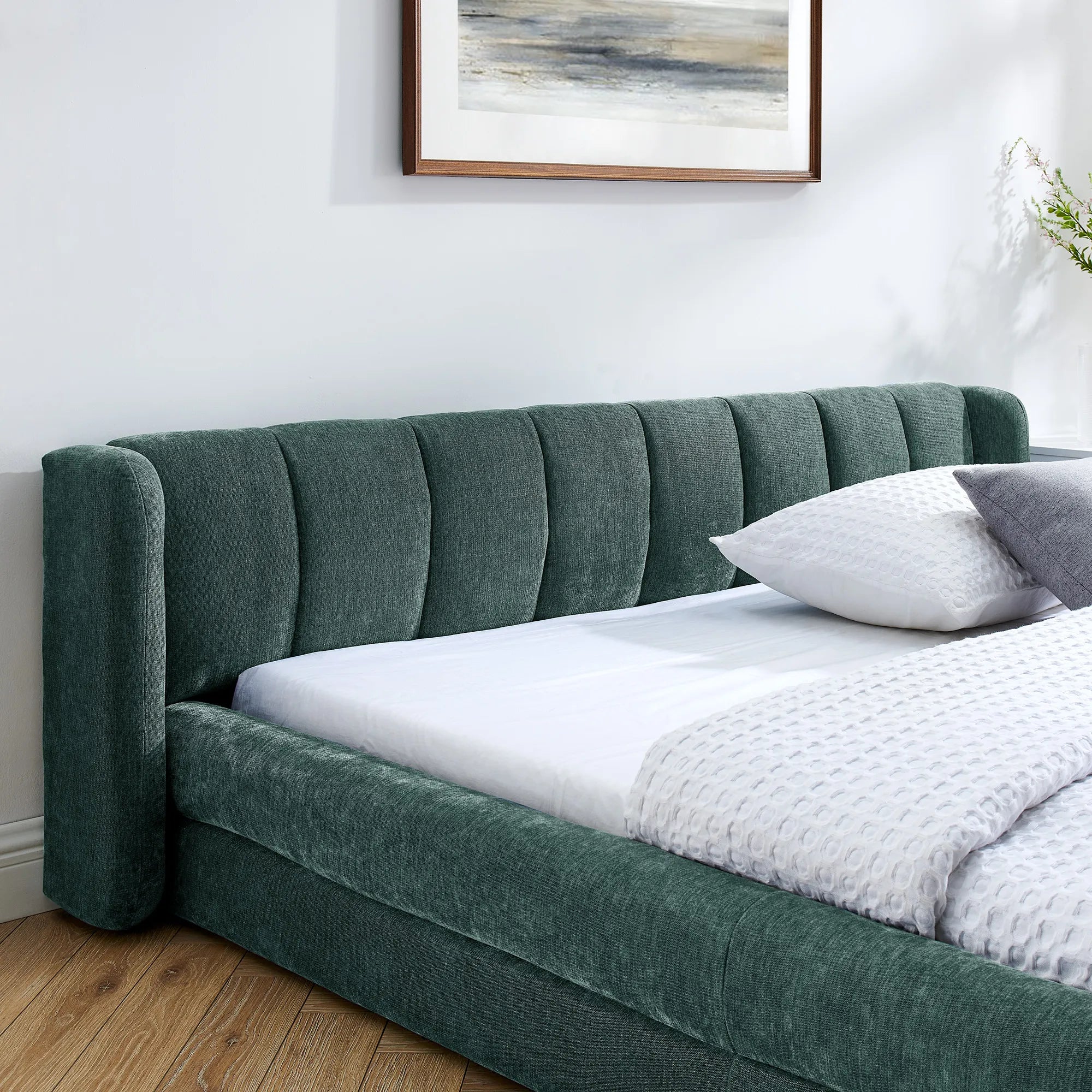 Serena – Queen Upholstered Platform Bed with Headboard