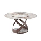 Sintered Stone Modern Round Dining Table with Turntable and Exquisite Pedestal