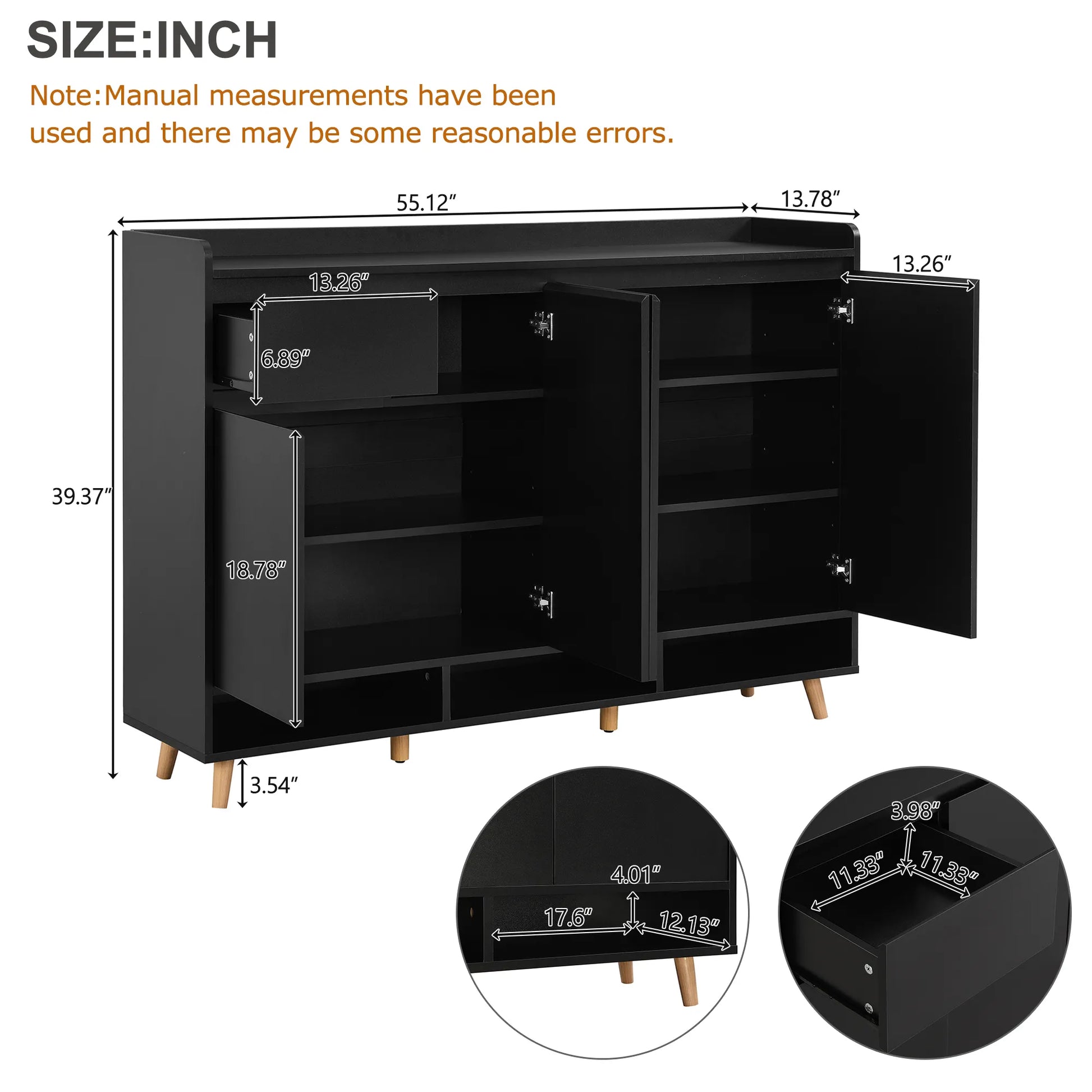 Sleek Modern Shoe Storage Cabinet with Adjustable Shelves