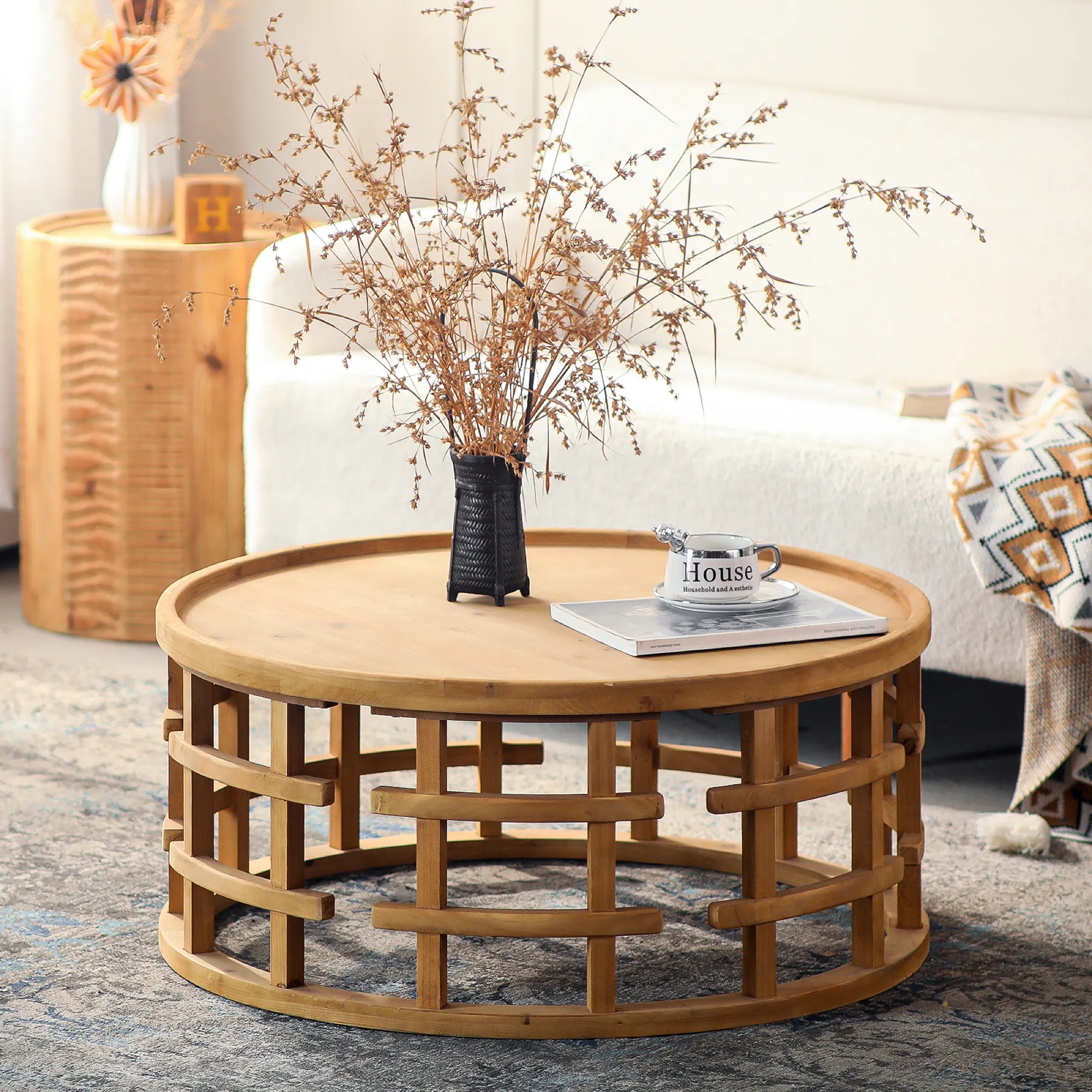 Sola – 31.5” Round Boho Coffee Table