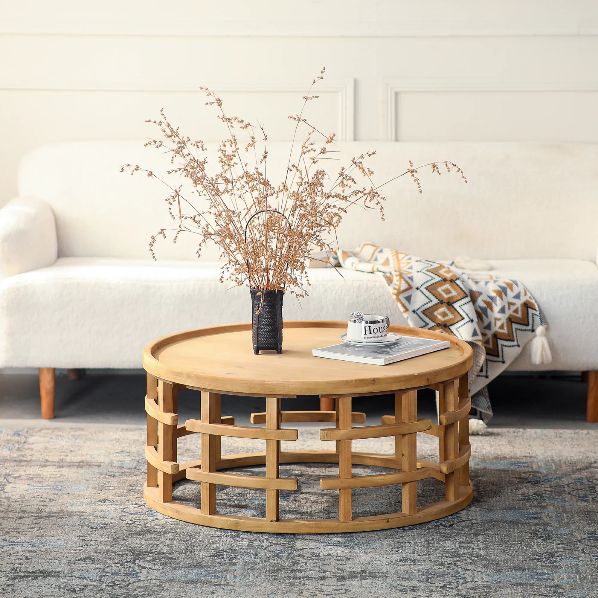 Sola – 31.5” Round Boho Coffee Table