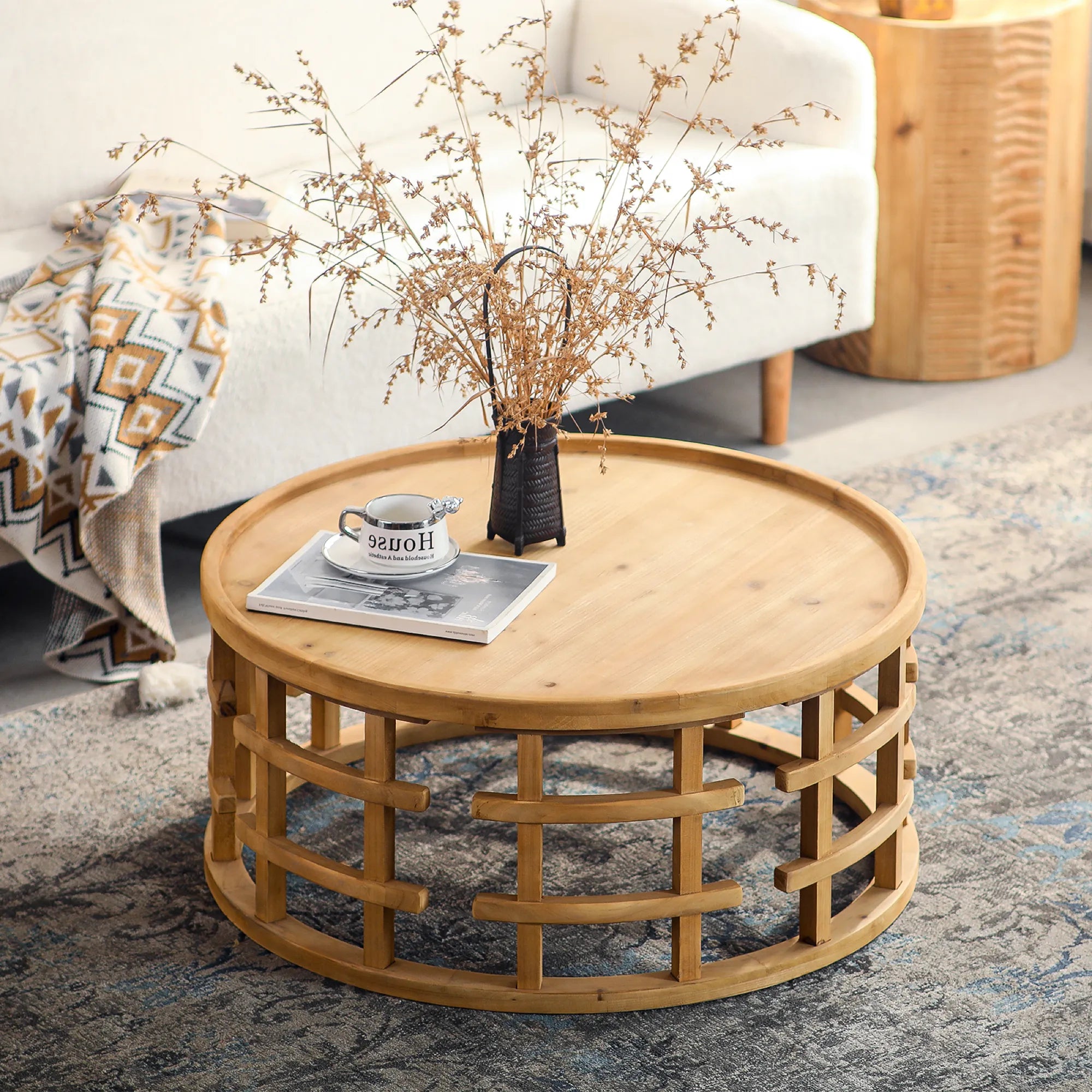 Sola – 31.5” Round Boho Coffee Table