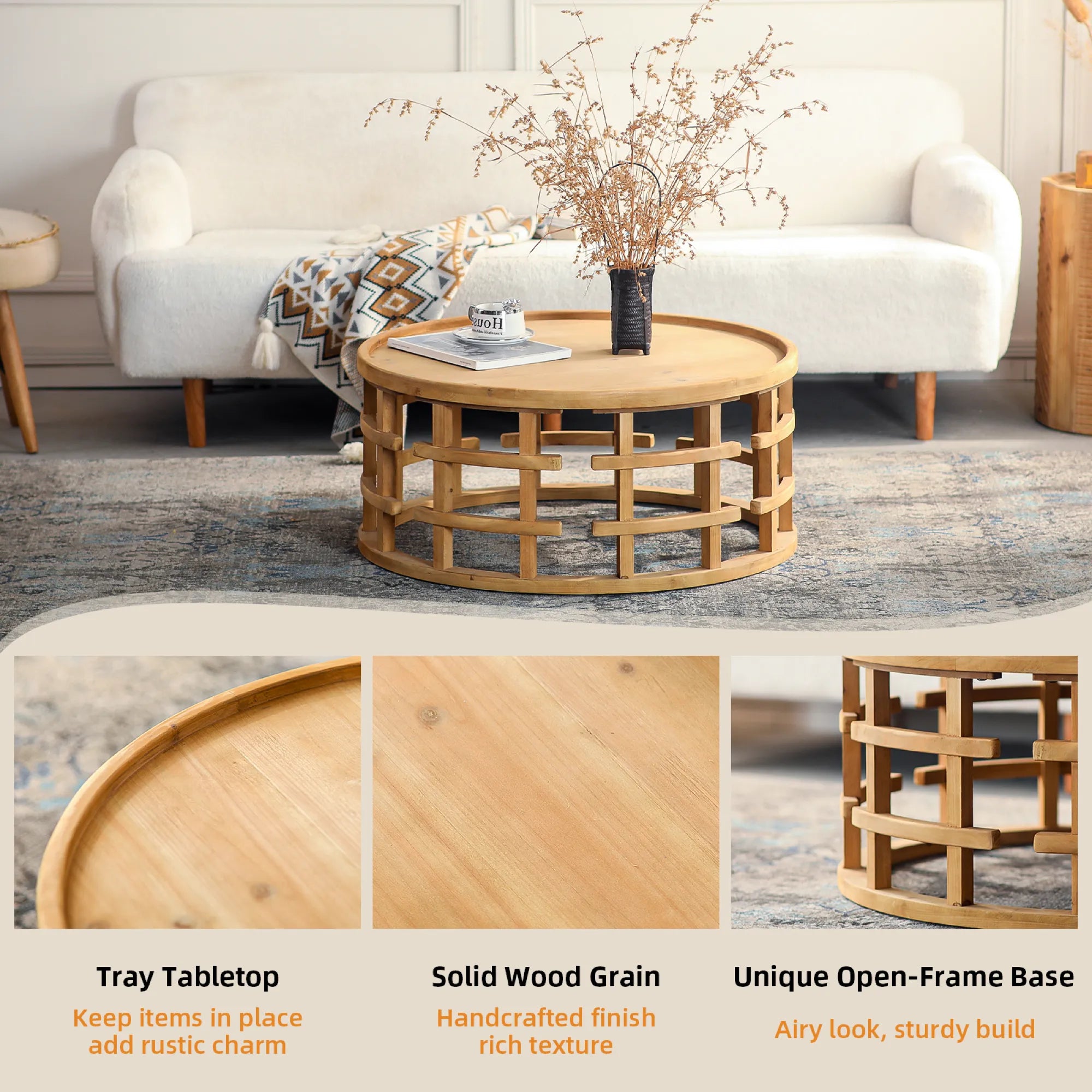 Sola – 31.5” Round Boho Coffee Table