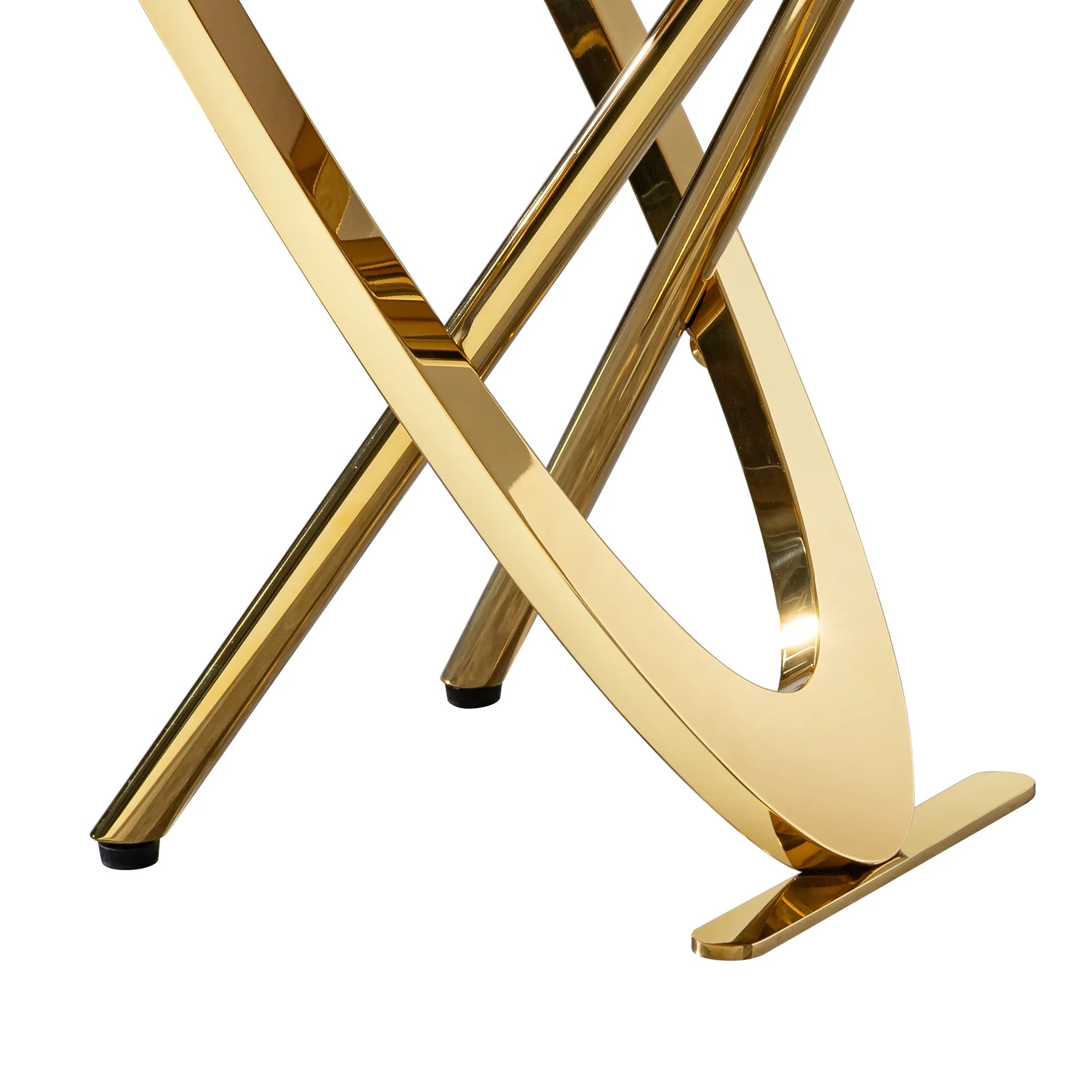 Square Gold Stainless Steel Faux Marble Modern Side Table