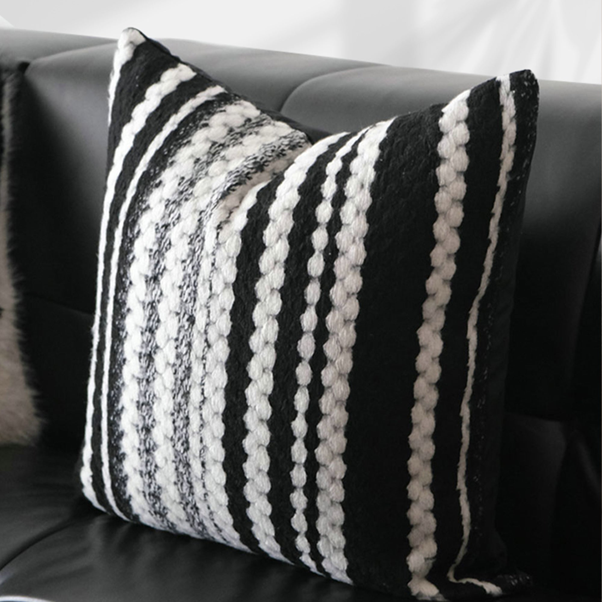 Striped Black And White Throw Pillow Cover