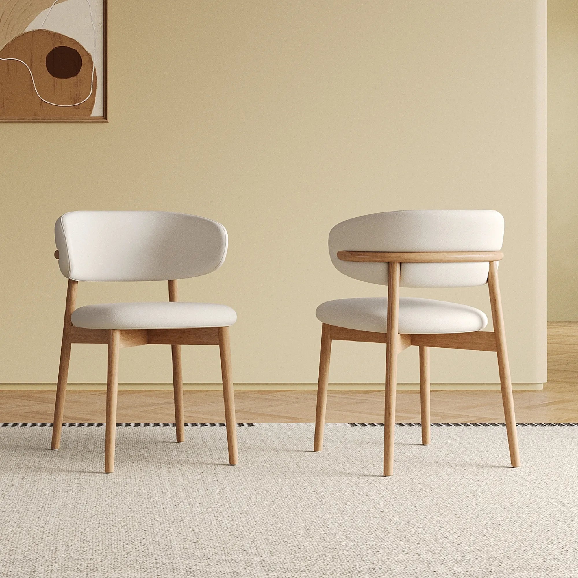 Stylish Mid-Century Modern Wooden Dining Chair Set