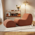 Stylish Minimalist Curved Comfy Accent Chair with Ottoman