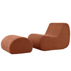 Stylish Minimalist Curved Comfy Accent Chair with Ottoman