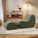 Stylish Minimalist Curved Comfy Accent Chair with Ottoman