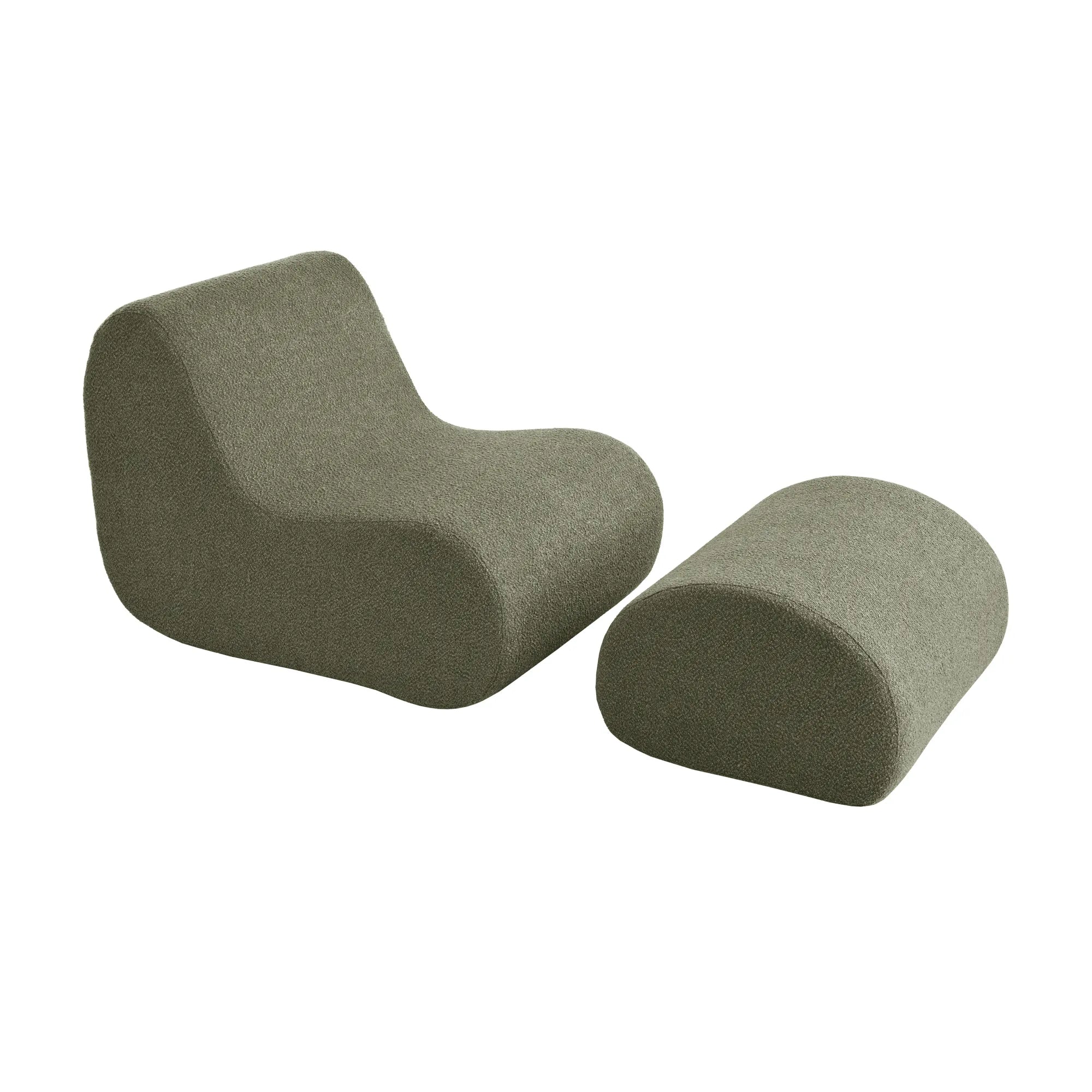 Stylish Minimalist Curved Comfy Accent Chair with Ottoman