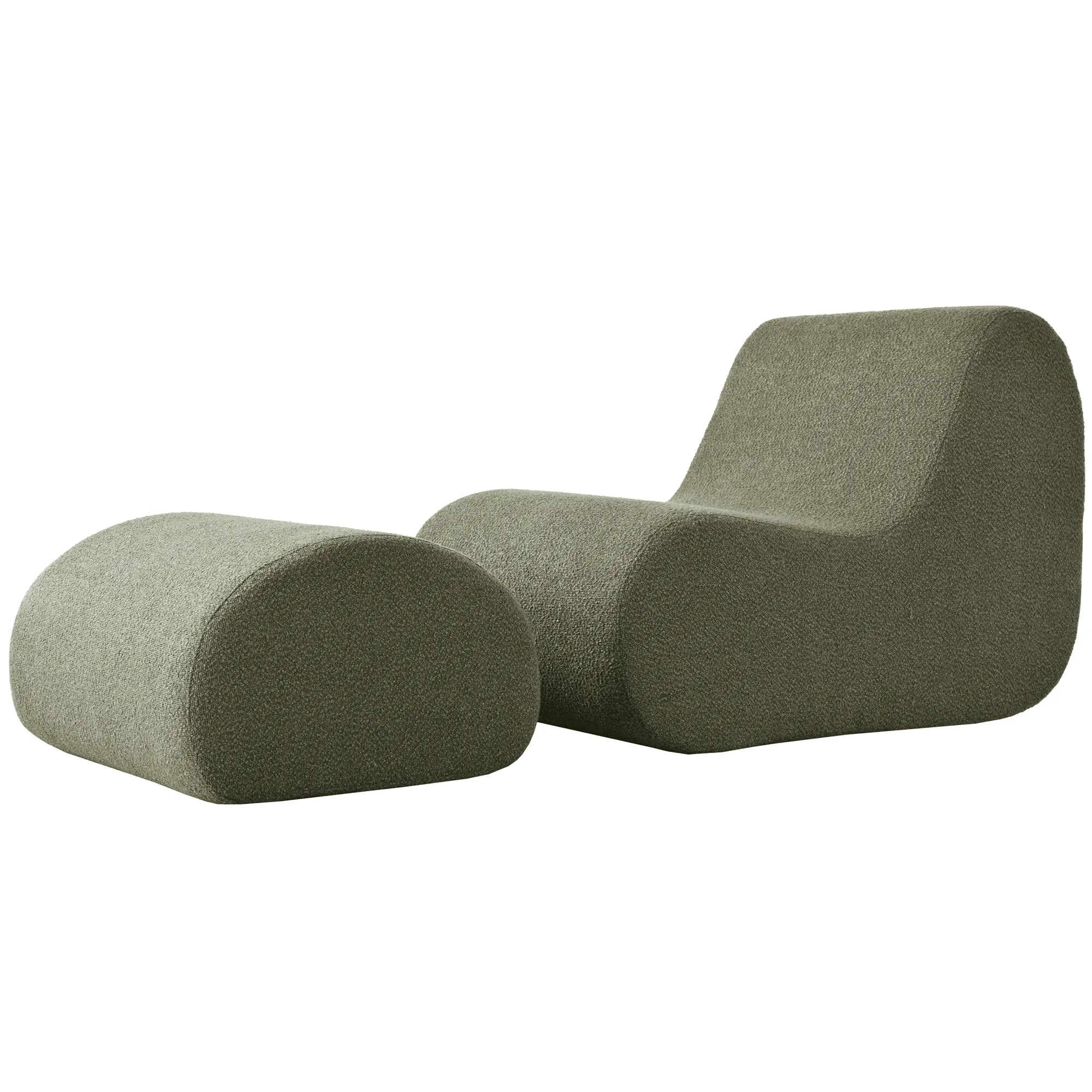 Stylish Minimalist Curved Comfy Accent Chair with Ottoman