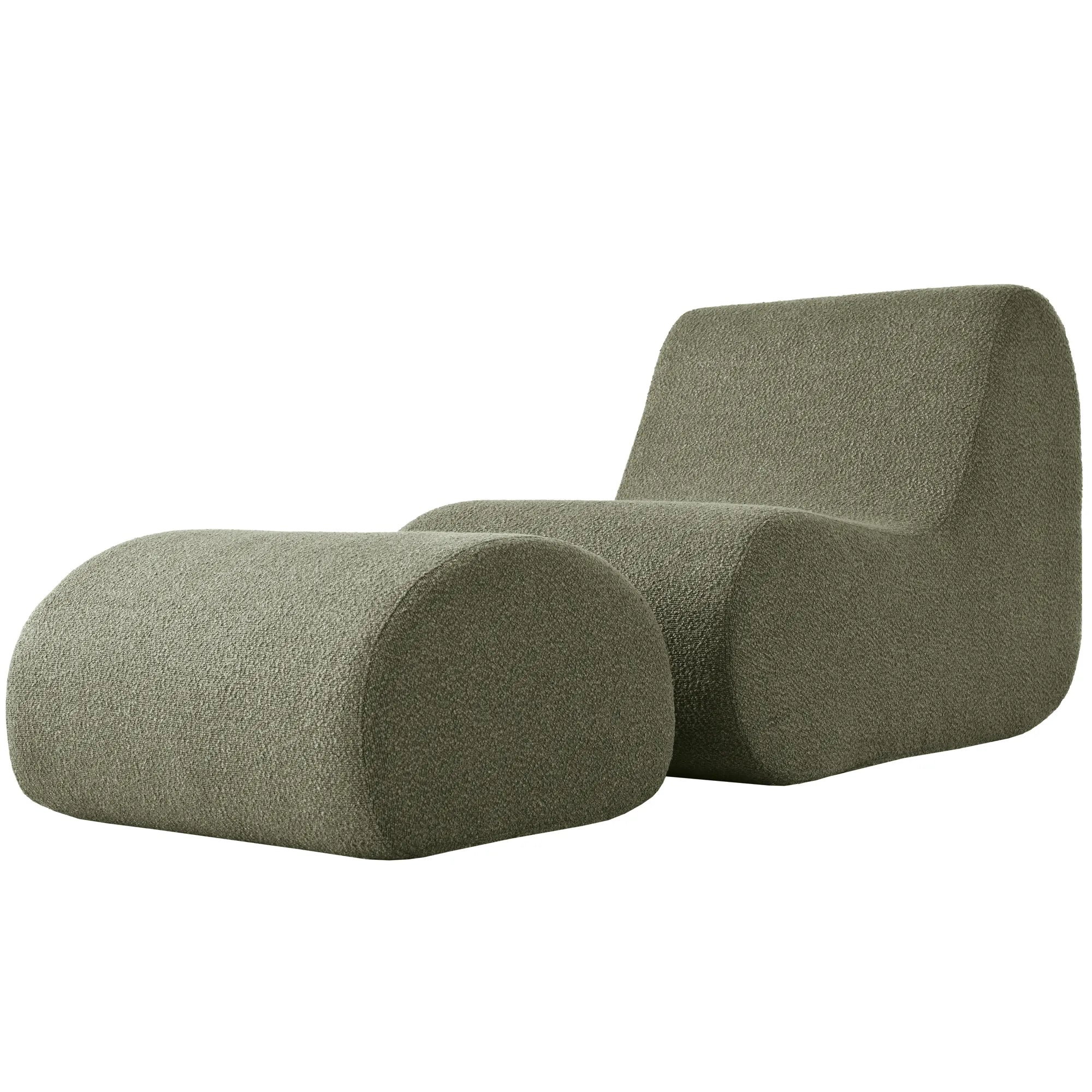 Stylish Minimalist Curved Comfy Accent Chair with Ottoman