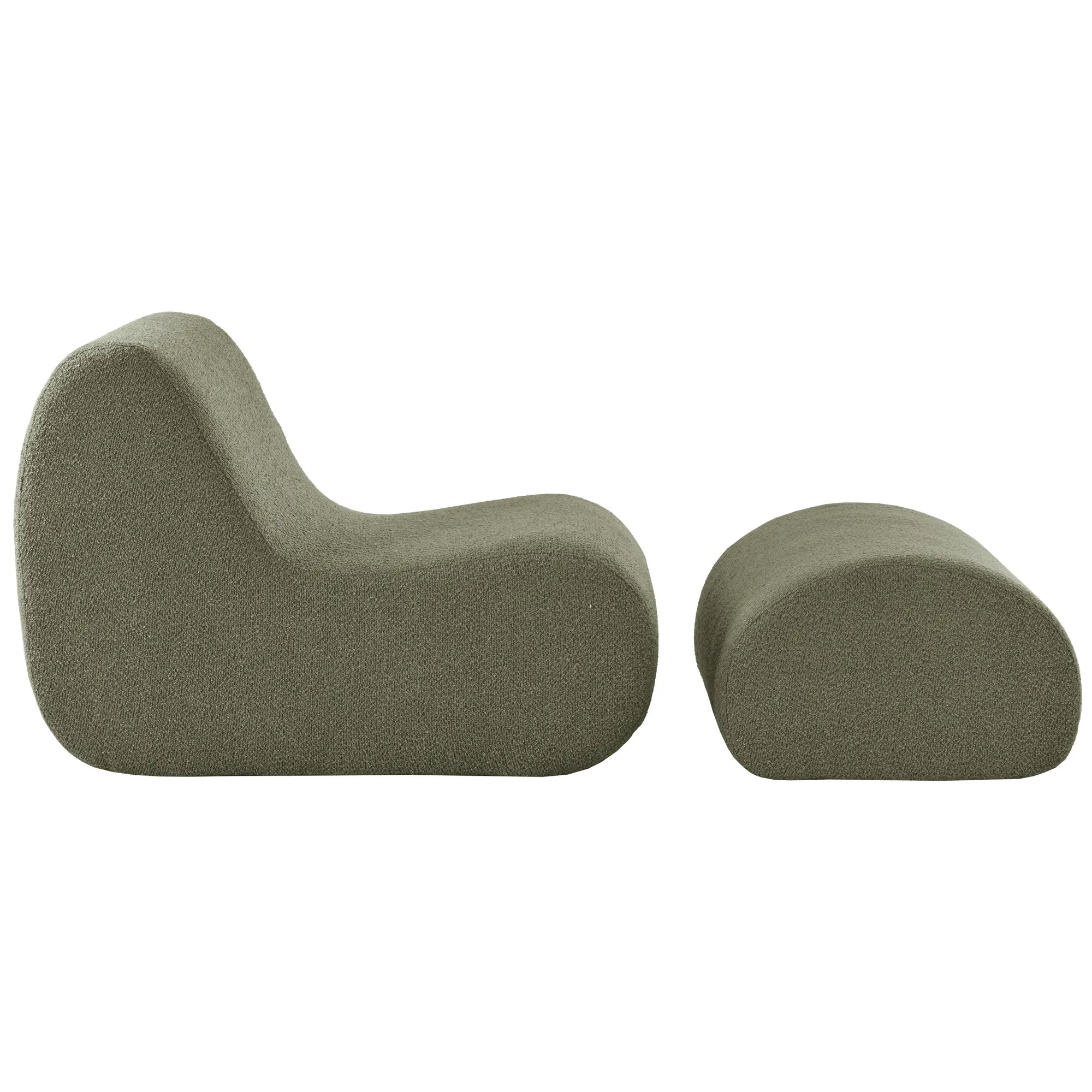 Stylish Minimalist Curved Comfy Accent Chair with Ottoman