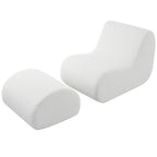 Stylish Minimalist Curved Comfy Accent Chair with Ottoman