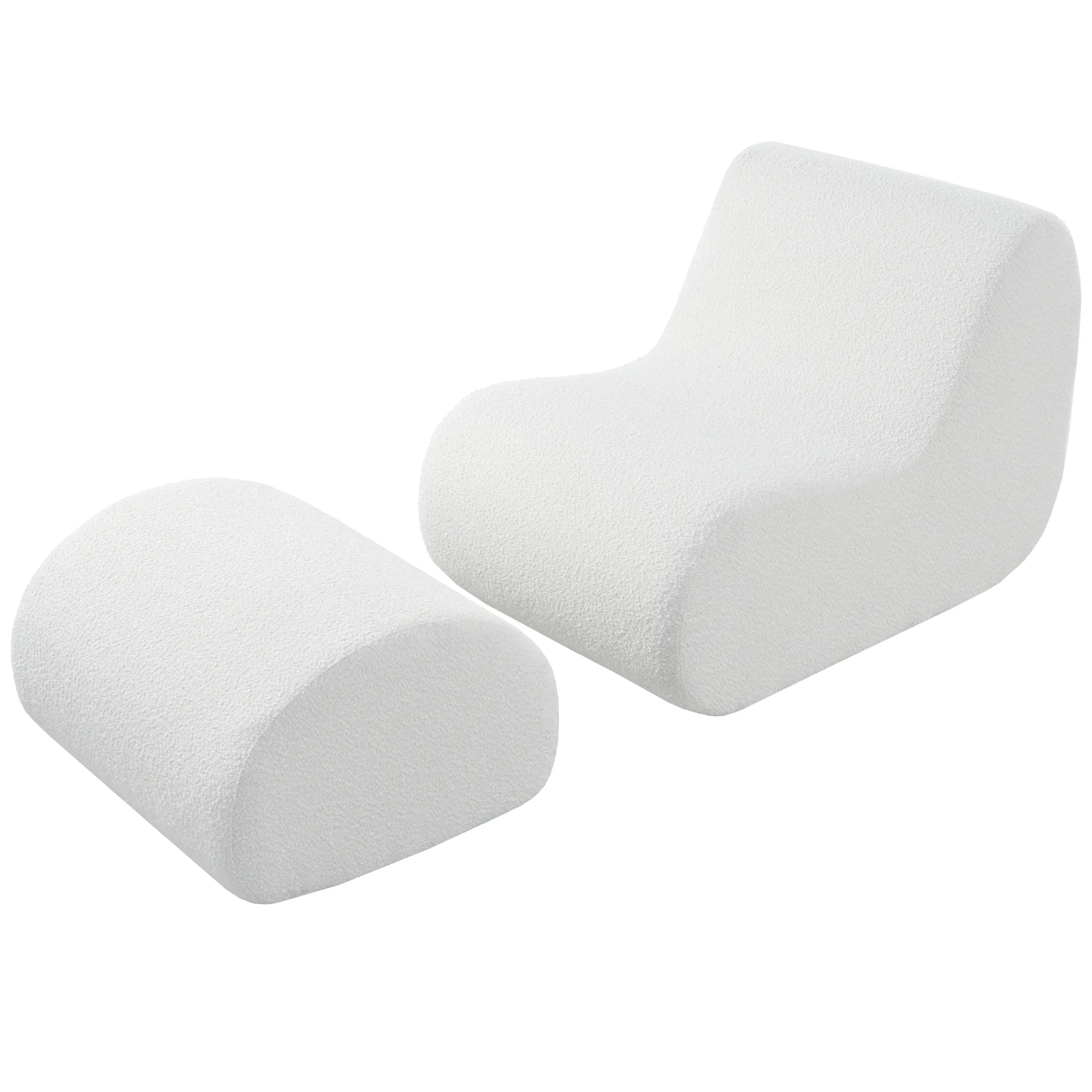 Stylish Minimalist Curved Comfy Accent Chair with Ottoman