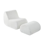 Stylish Minimalist Curved Comfy Accent Chair with Ottoman