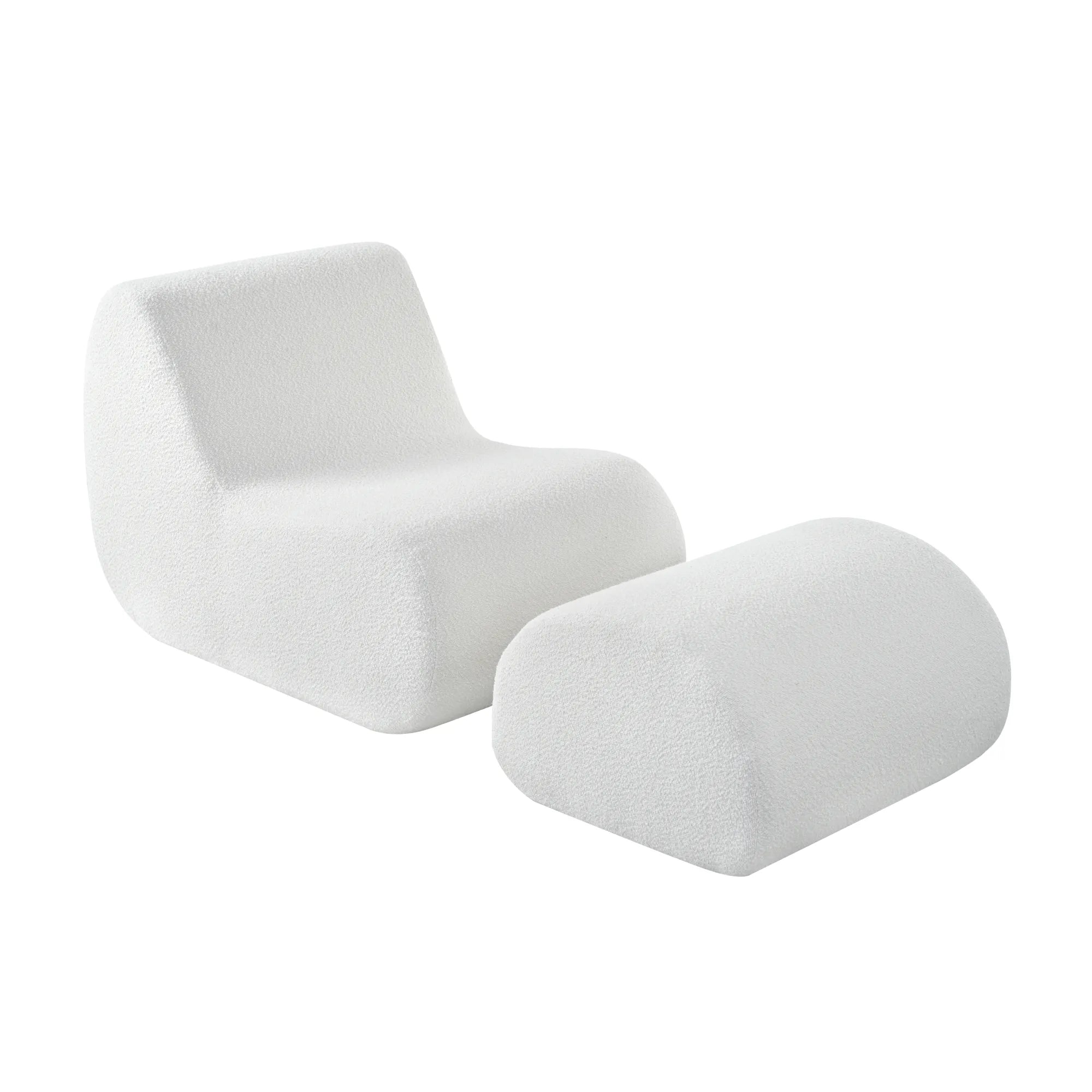 Stylish Minimalist Curved Comfy Accent Chair with Ottoman