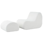 Stylish Minimalist Curved Comfy Accent Chair with Ottoman