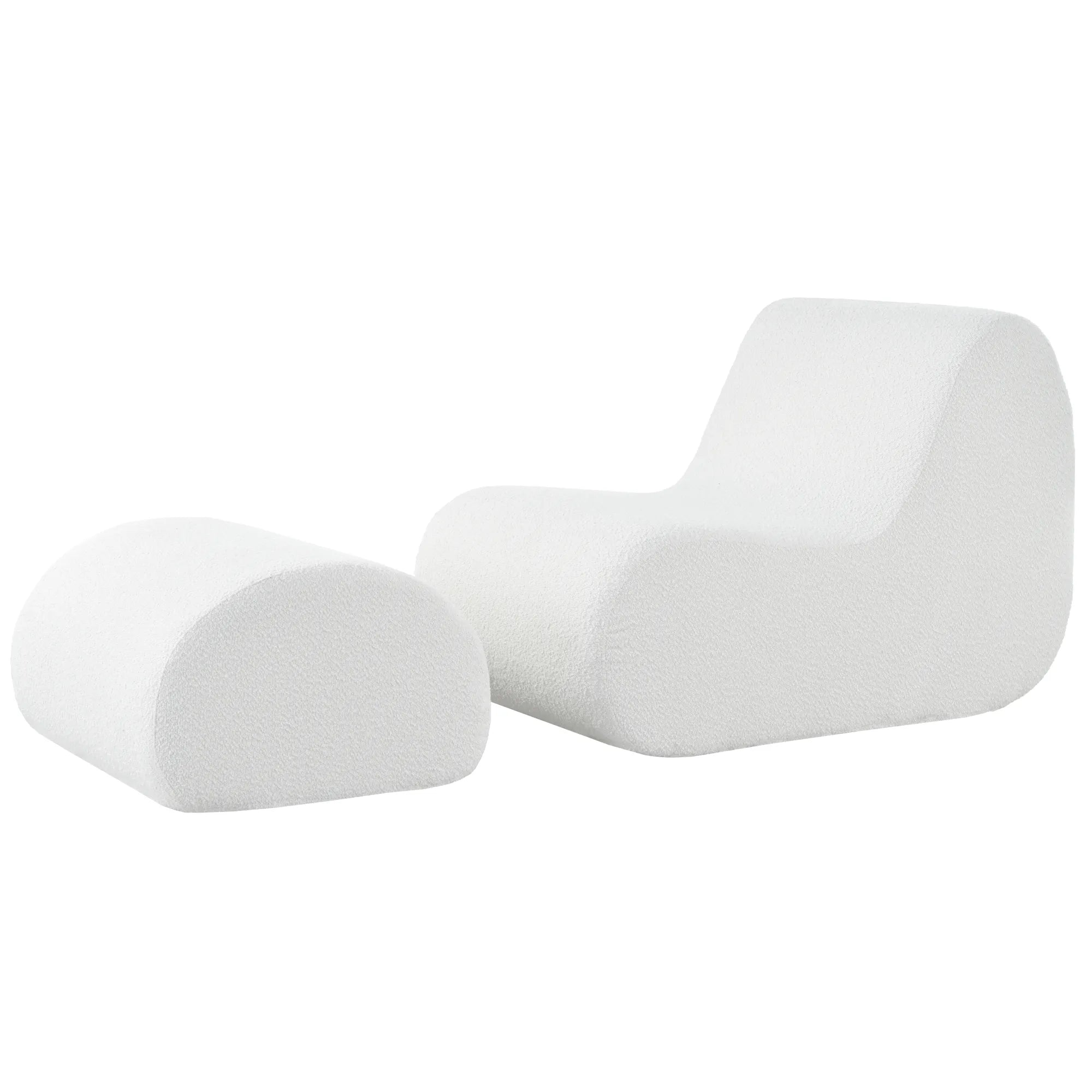 Stylish Minimalist Curved Comfy Accent Chair with Ottoman