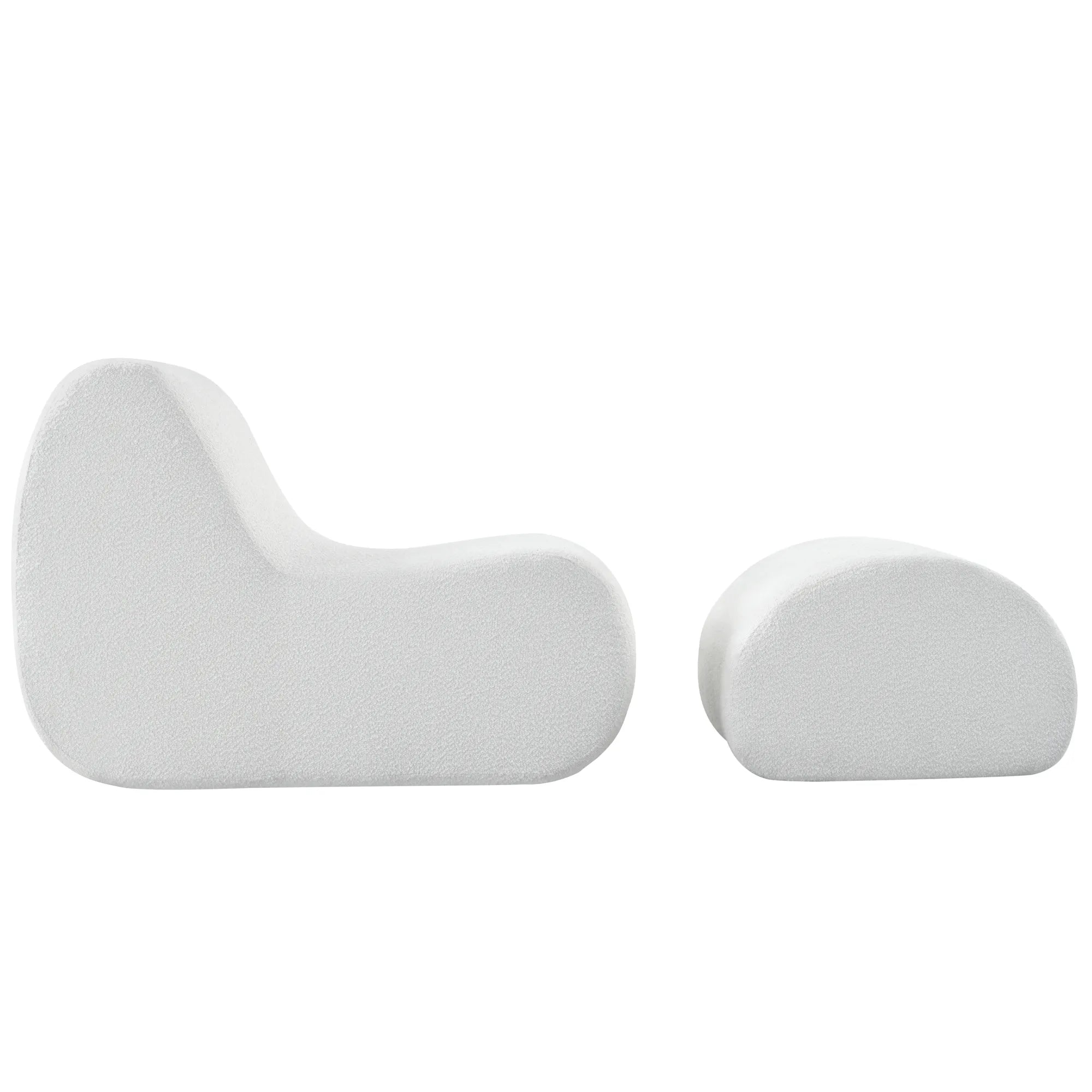 Stylish Minimalist Curved Comfy Accent Chair with Ottoman