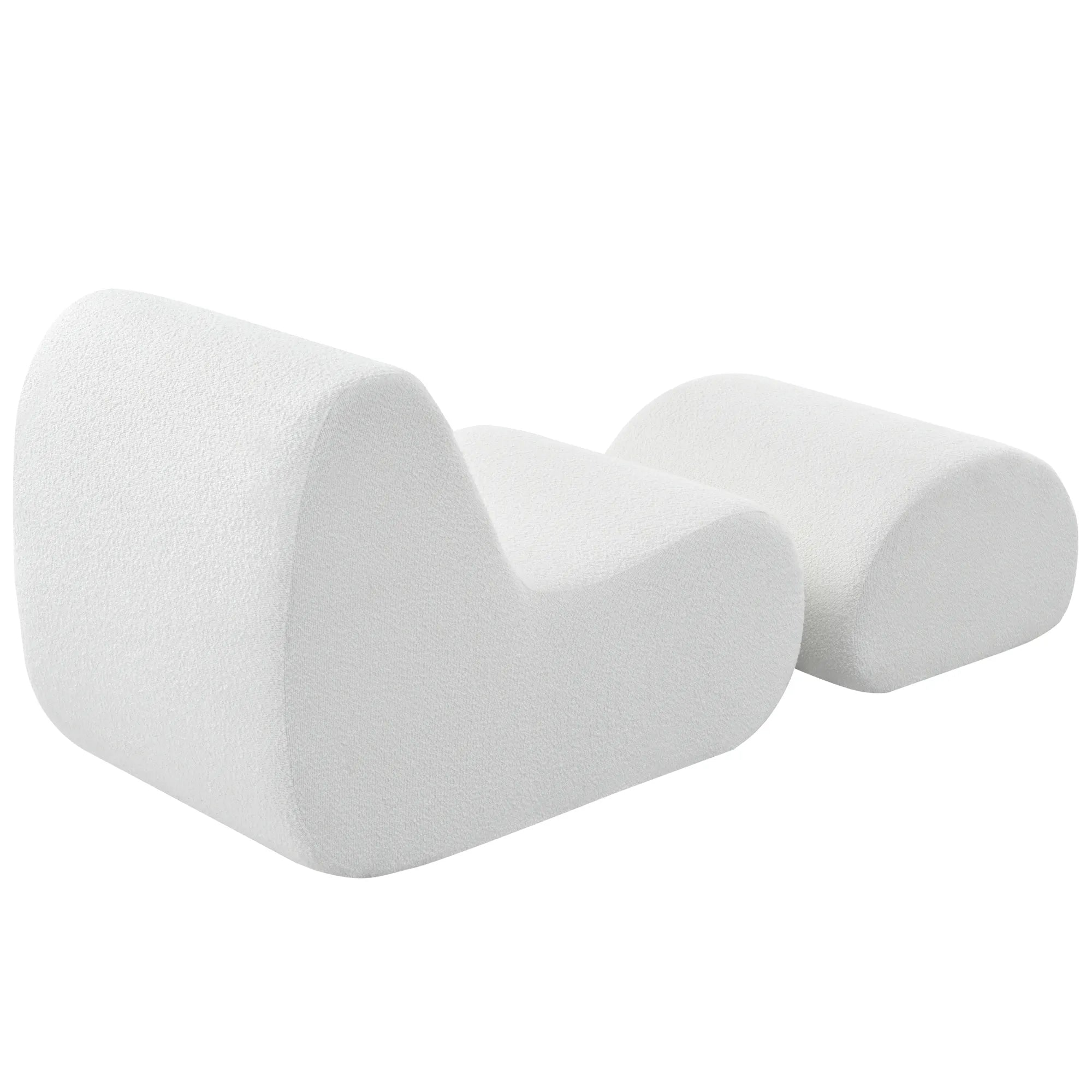 Stylish Minimalist Curved Comfy Accent Chair with Ottoman
