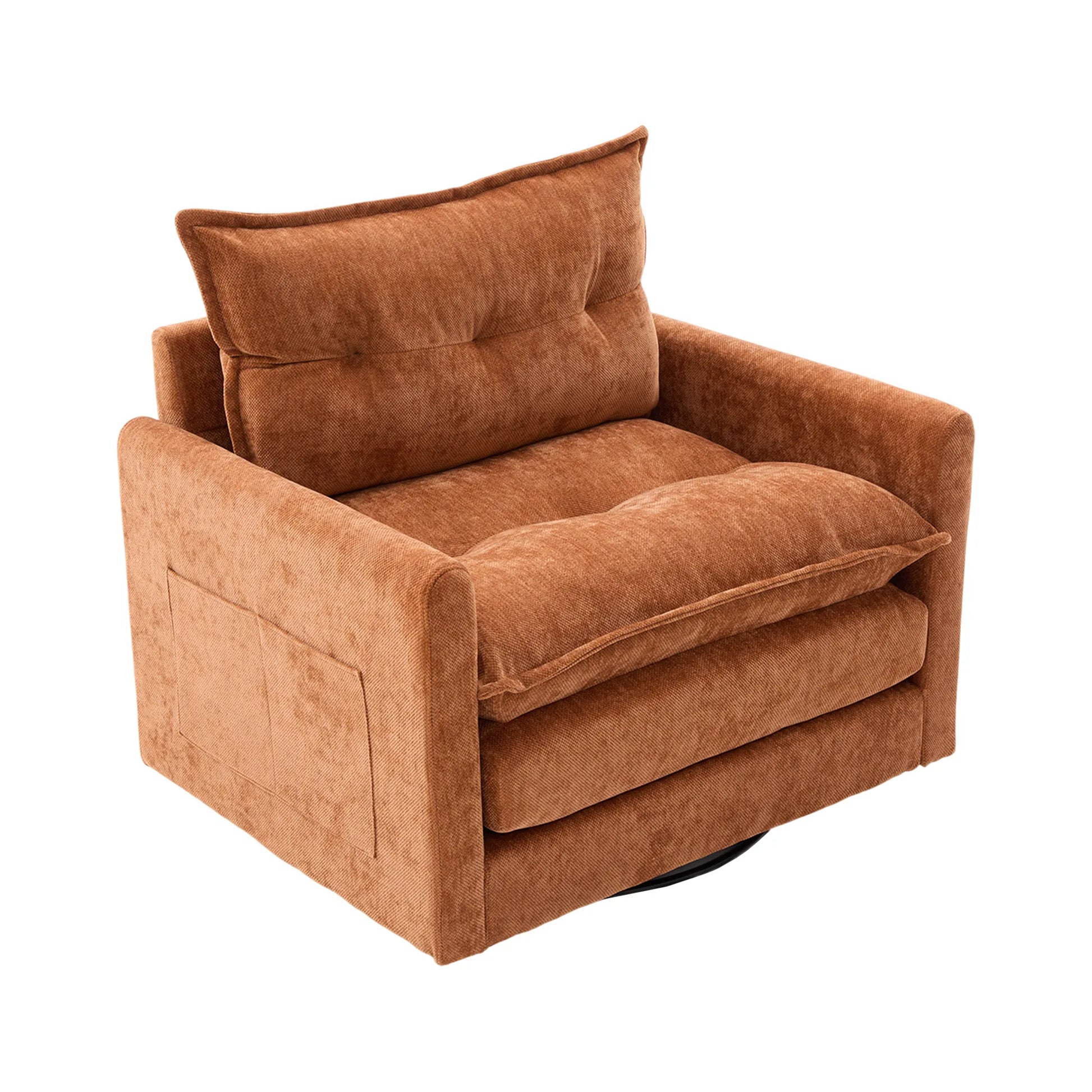 Swivel Barrel Accent Chair, Mid-Century Modern Armchair with Padded Seat