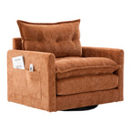 Swivel Barrel Accent Chair, Mid-Century Modern Armchair with Padded Seat