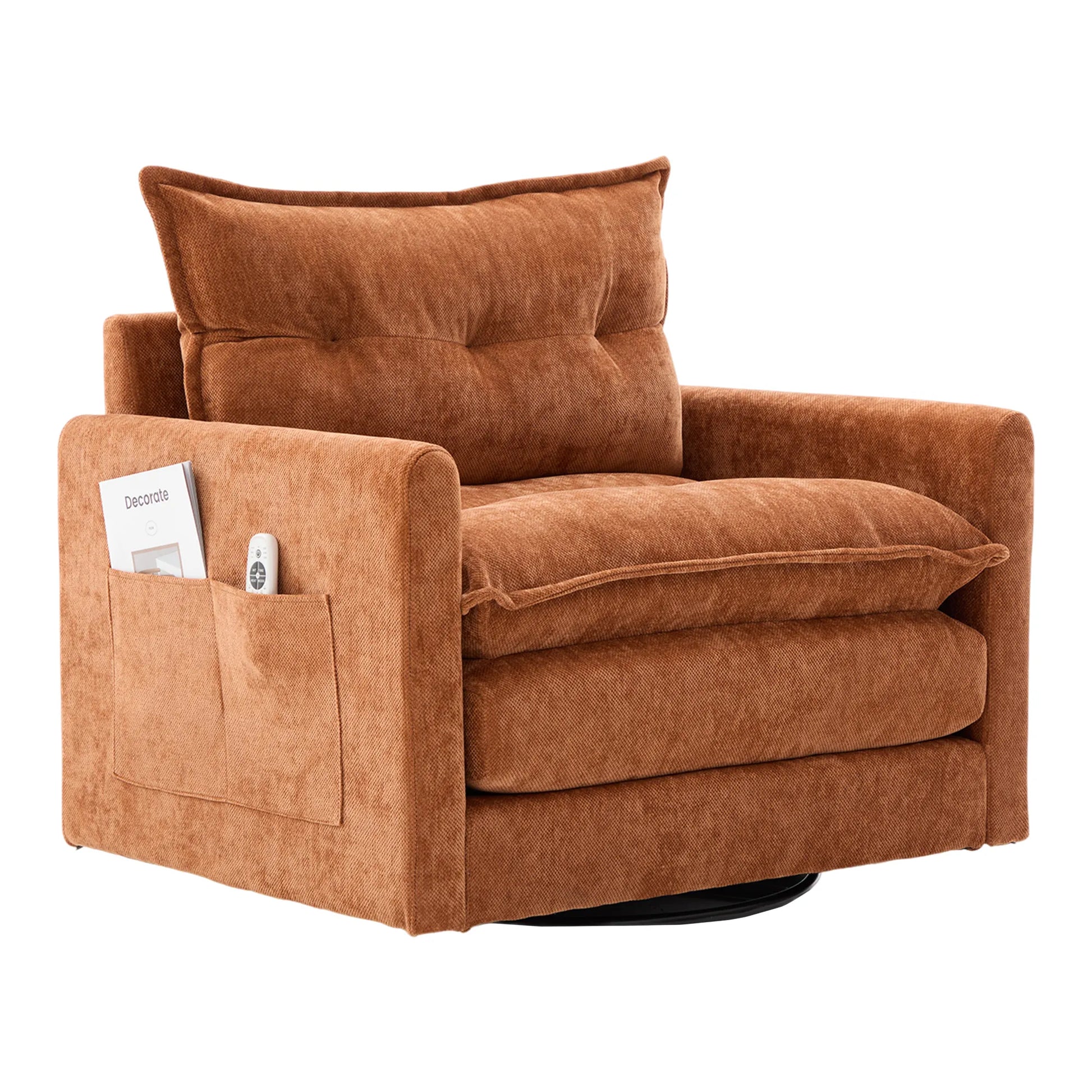 Swivel Barrel Accent Chair, Mid-Century Modern Armchair with Padded Seat