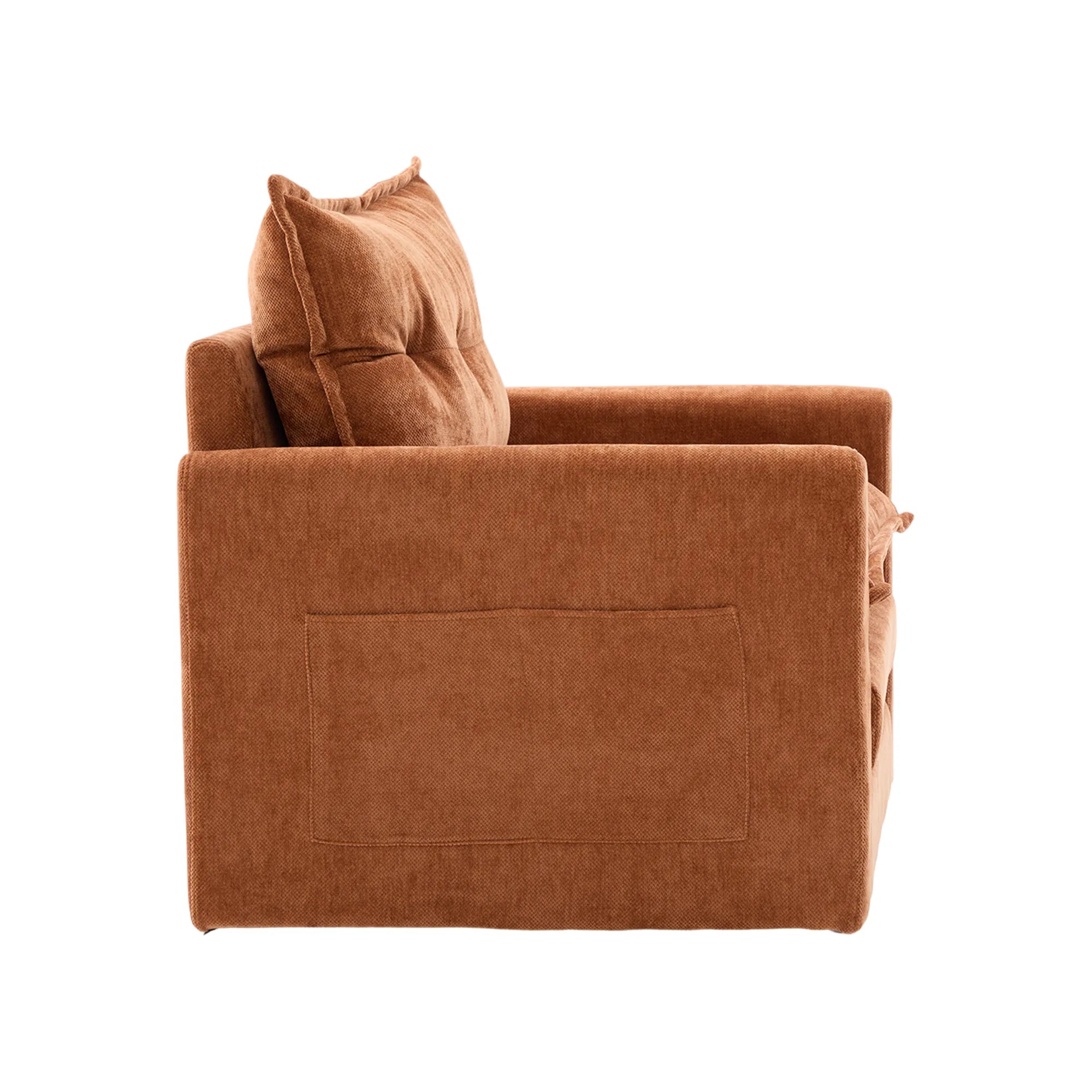 Swivel Barrel Accent Chair, Mid-Century Modern Armchair with Padded Seat
