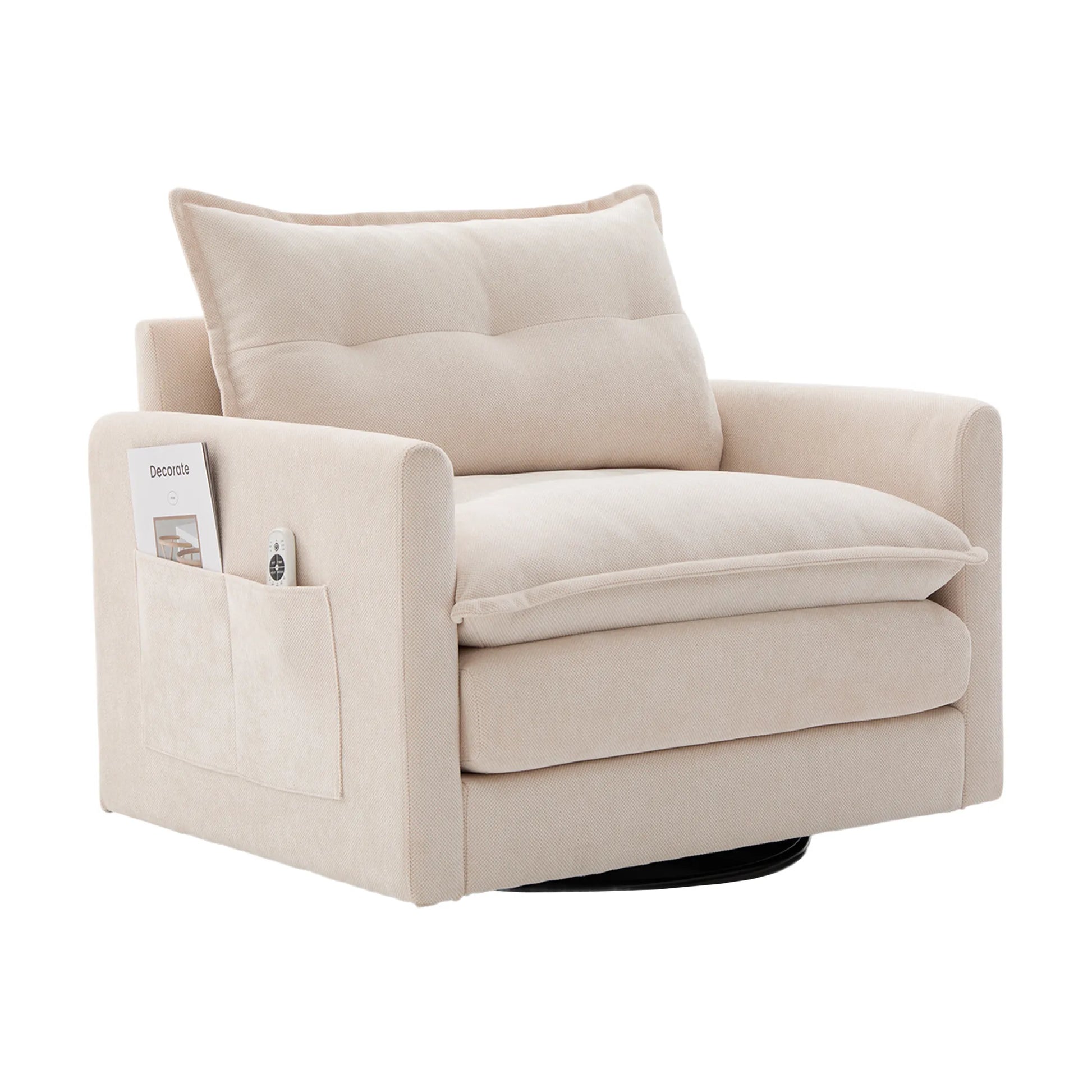 Swivel Barrel Accent Chair, Mid-Century Modern Armchair with Padded Seat