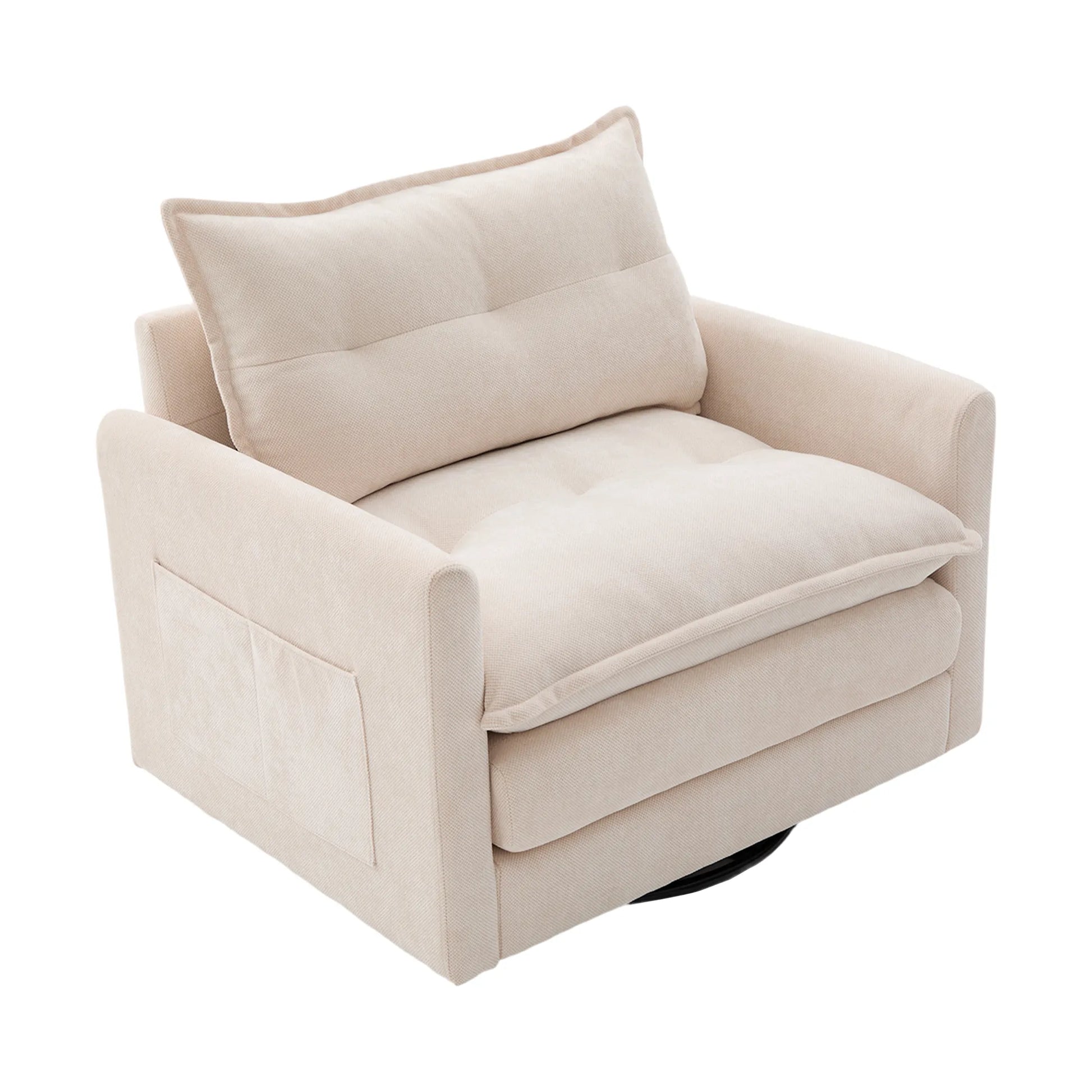 Swivel Barrel Accent Chair, Mid-Century Modern Armchair with Padded Seat