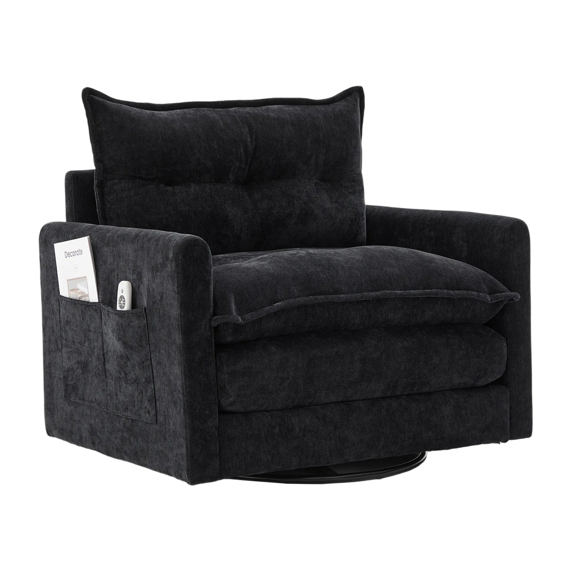 Swivel Barrel Accent Chair, Mid-Century Modern Armchair with Padded Seat