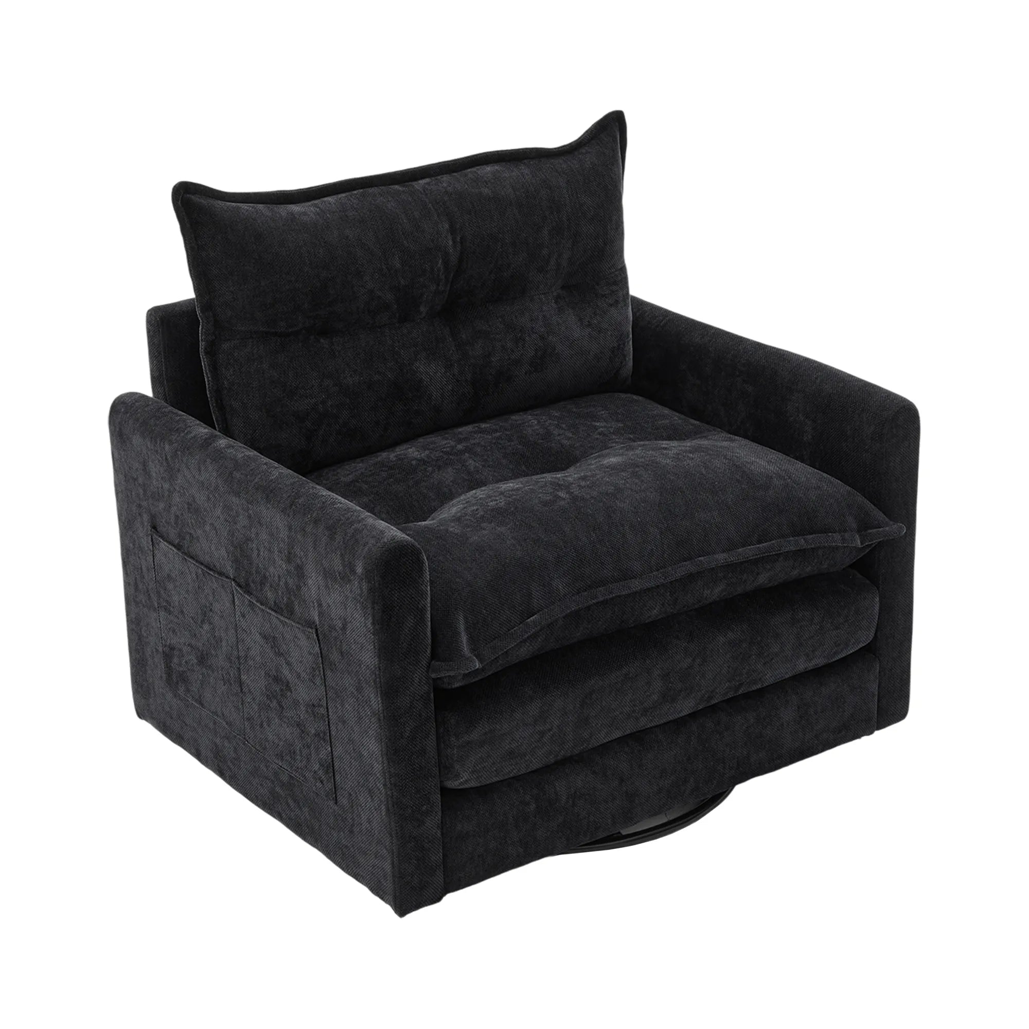 Swivel Barrel Accent Chair, Mid-Century Modern Armchair with Padded Seat