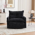 Swivel Barrel Accent Chair, Mid-Century Modern Armchair with Padded Seat