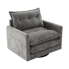Swivel Barrel Accent Chair, Mid-Century Modern Armchair with Padded Seat