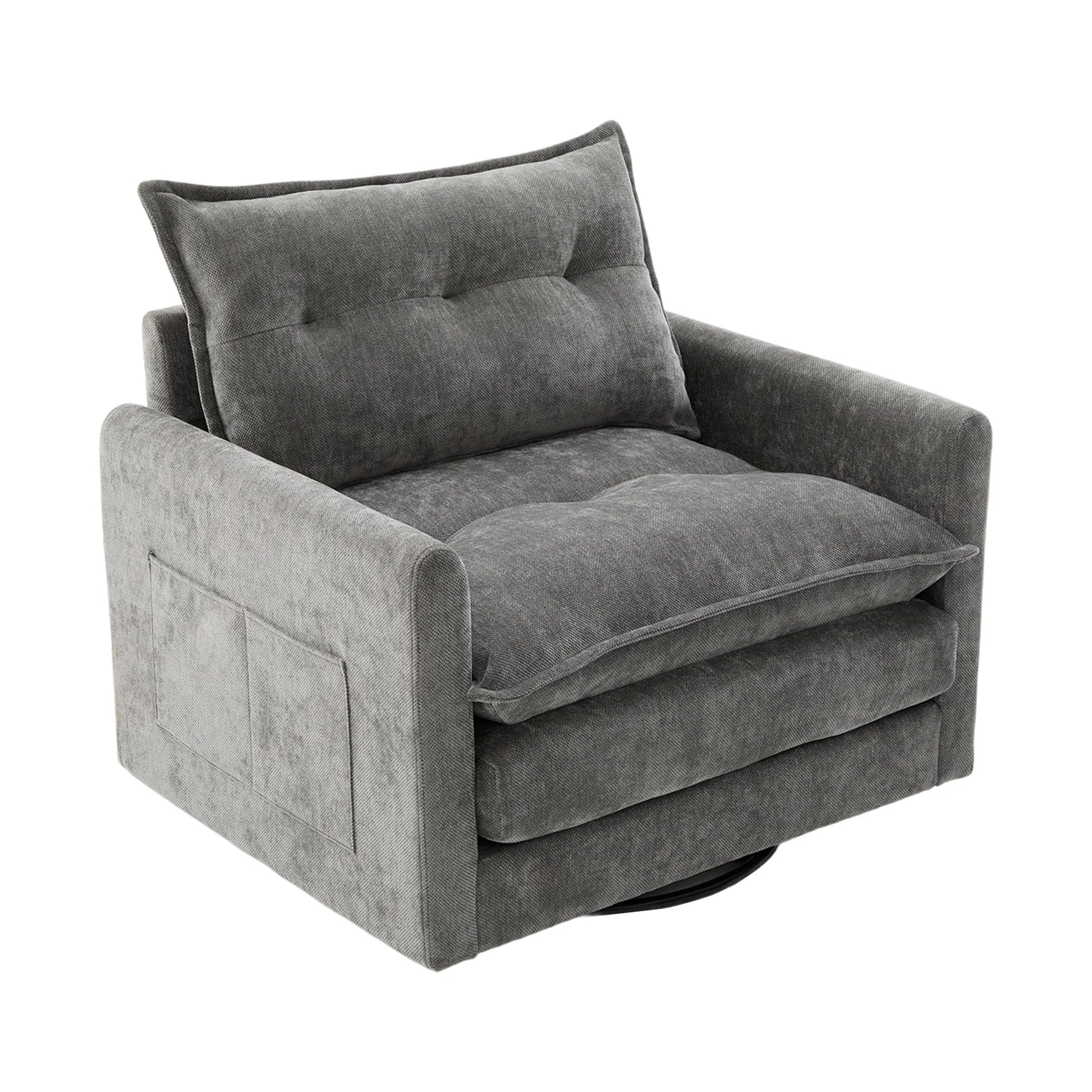 Swivel Barrel Accent Chair, Mid-Century Modern Armchair with Padded Seat